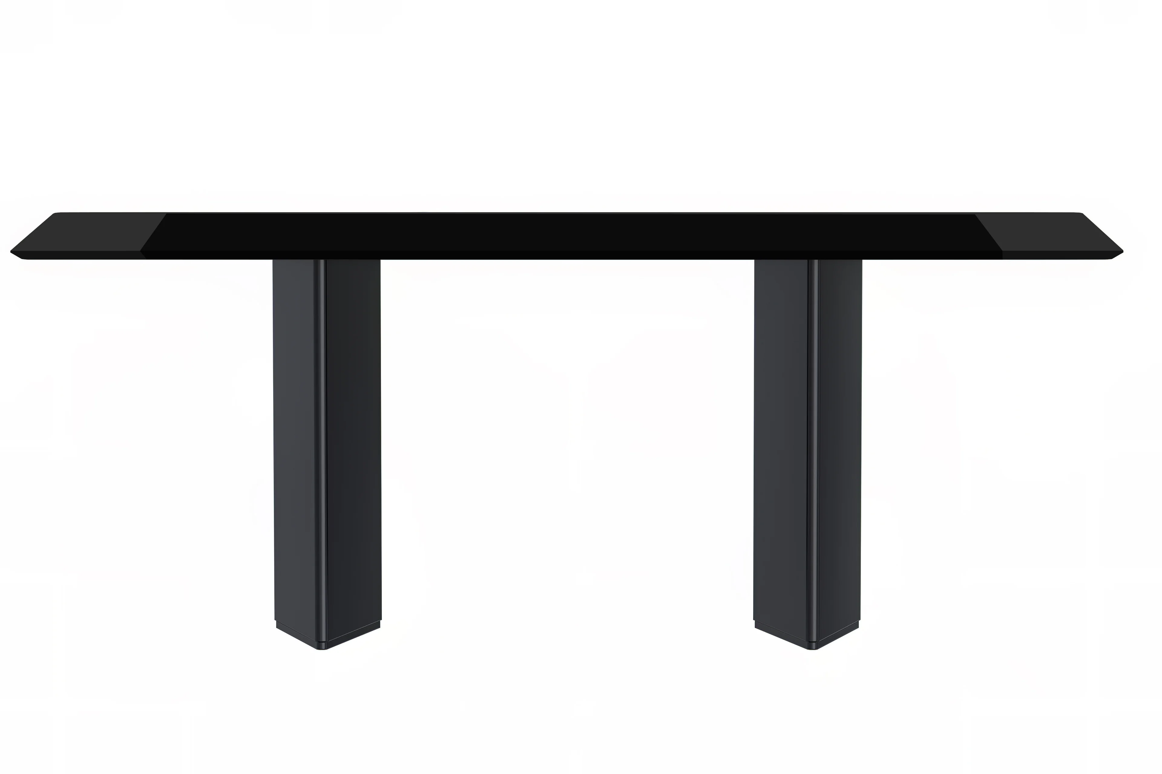 Lior Series Modern Dining Table Black Steel Base, With 55 Black Glass Top