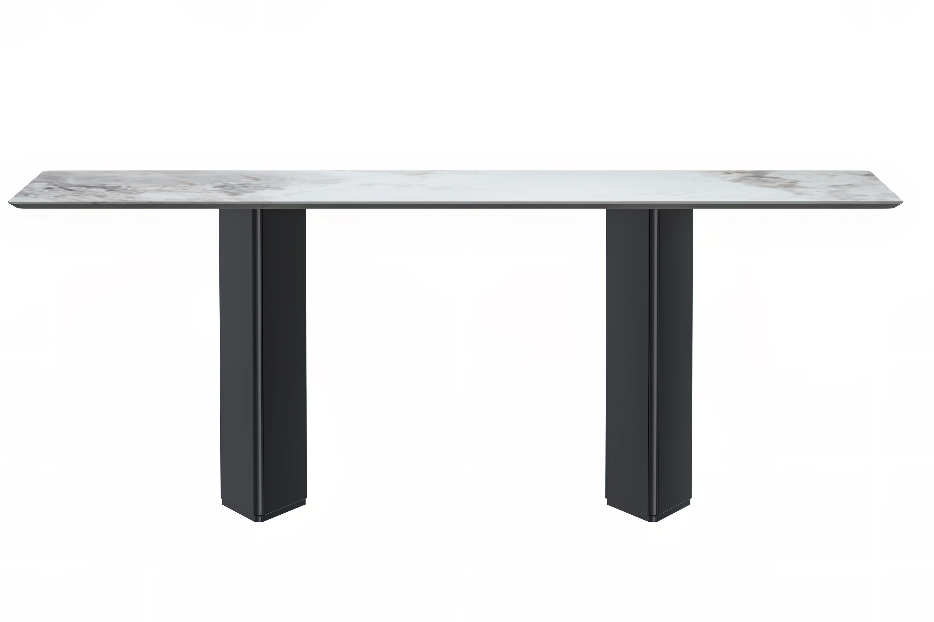 Lior Series Modern Dining Table Black Base, With 55 Medium Grey Sintered Stone Top