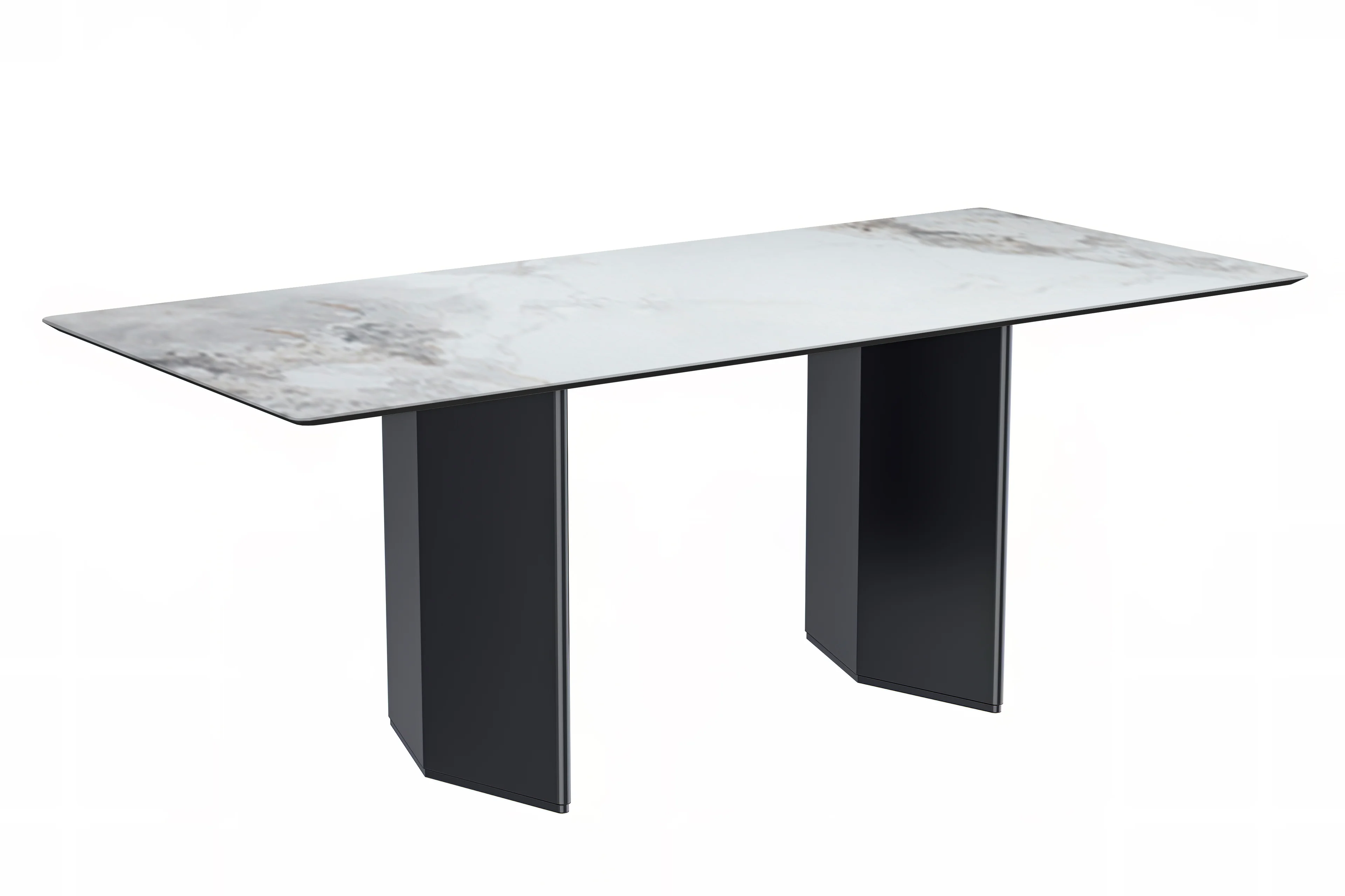 Lior Series Modern Dining Table Black Base, With 55 Medium Grey Sintered Stone Top