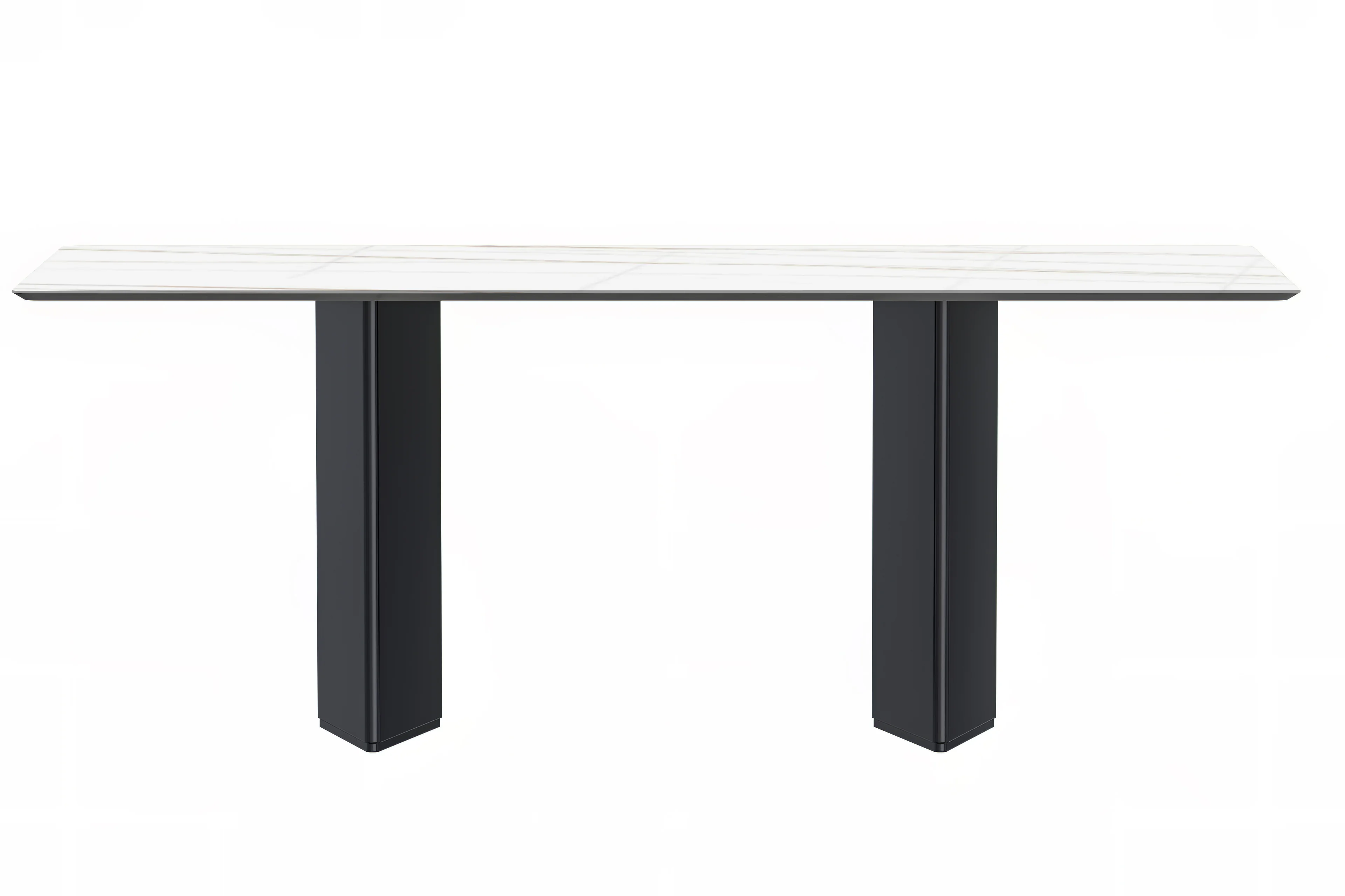 Lior Series Modern Dining Table Black Base, With 71 White/Gold Sintered Stone Top