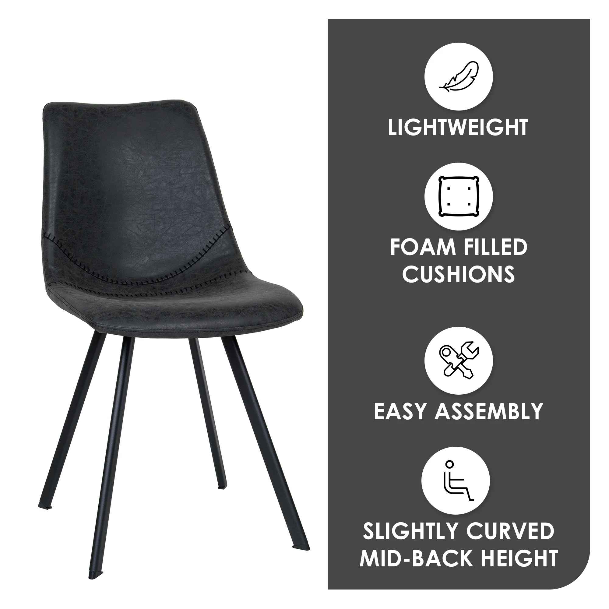 Markley Modern Leather Dining Chair With Metal Legs