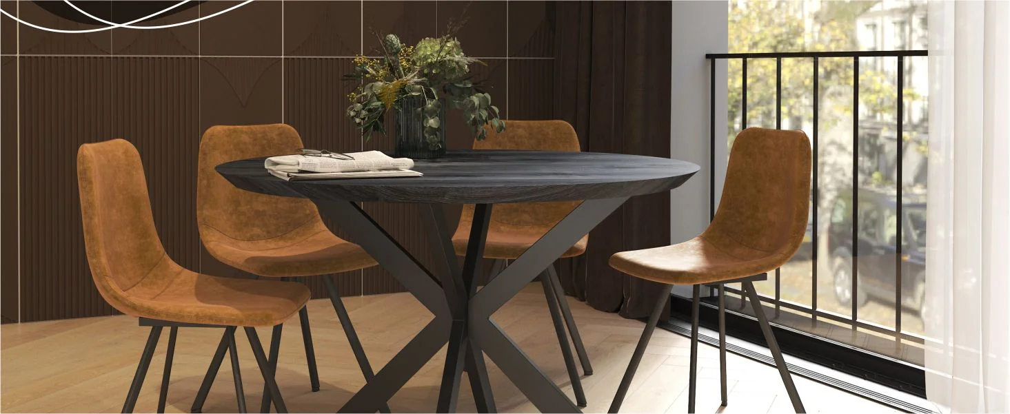 Markley Modern Leather Dining Chair With Metal Legs