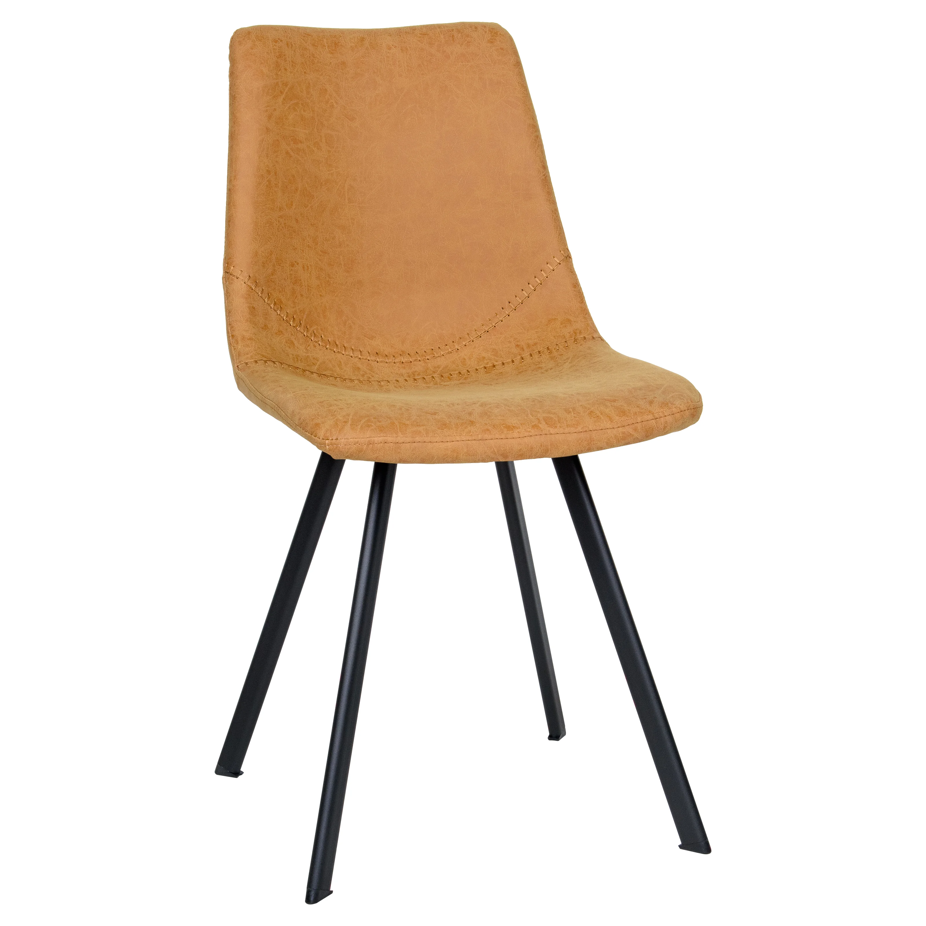 Markley Modern Leather Dining Chair With Metal Legs