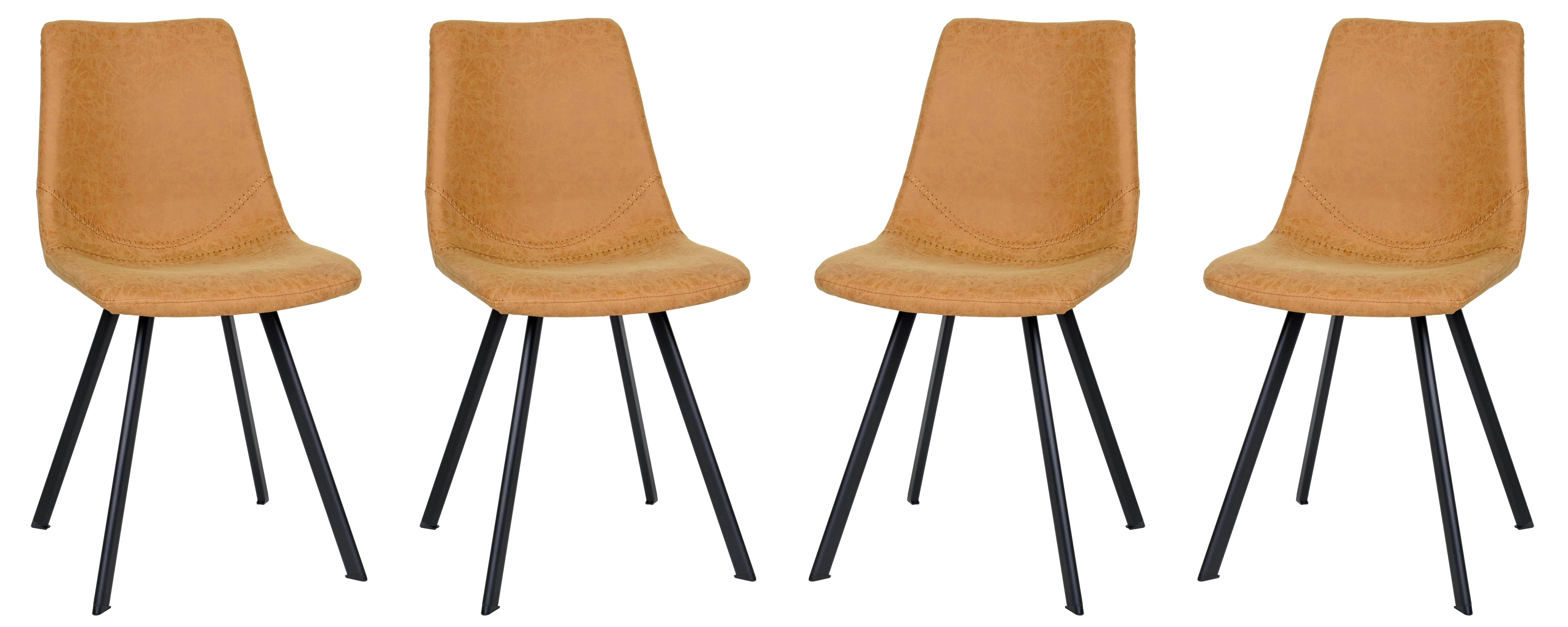 Markley Modern Leather Dining Chair With Metal Legs Set of 4