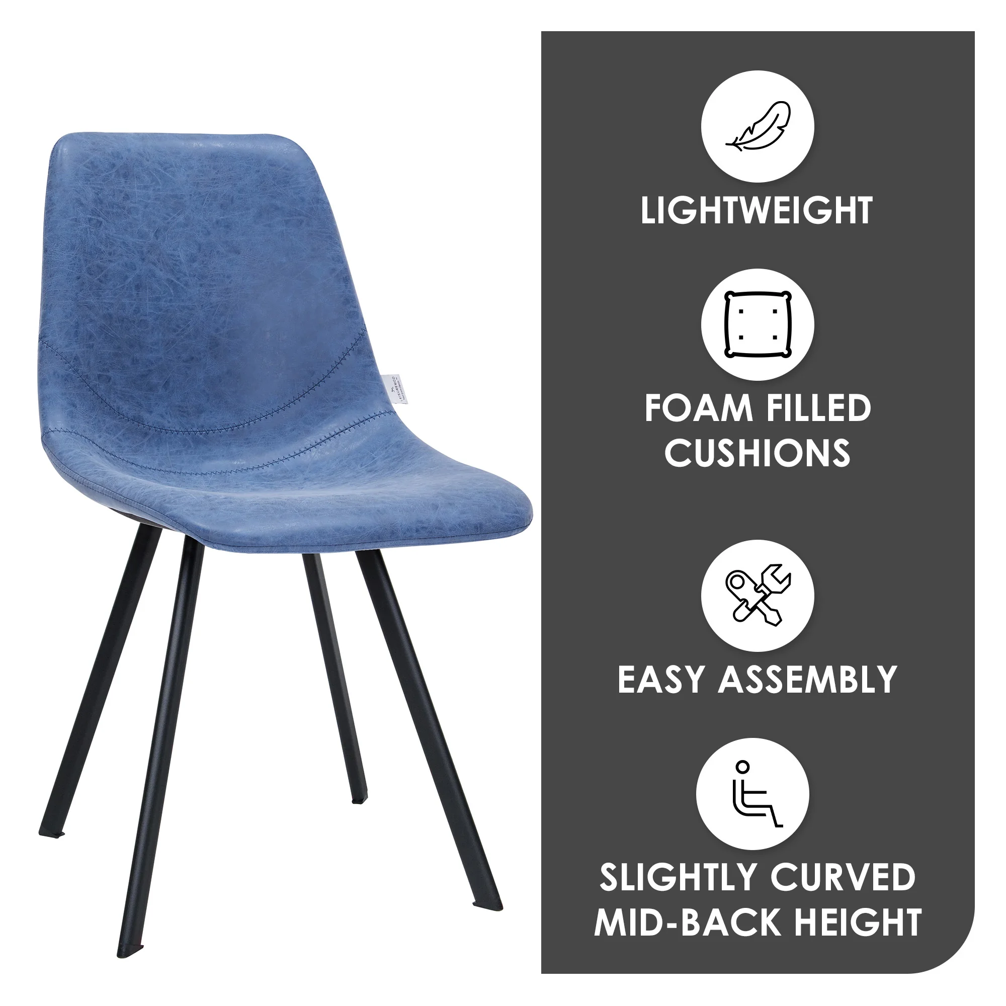 Markley Modern Leather Dining Chair With Metal Legs Set of 4