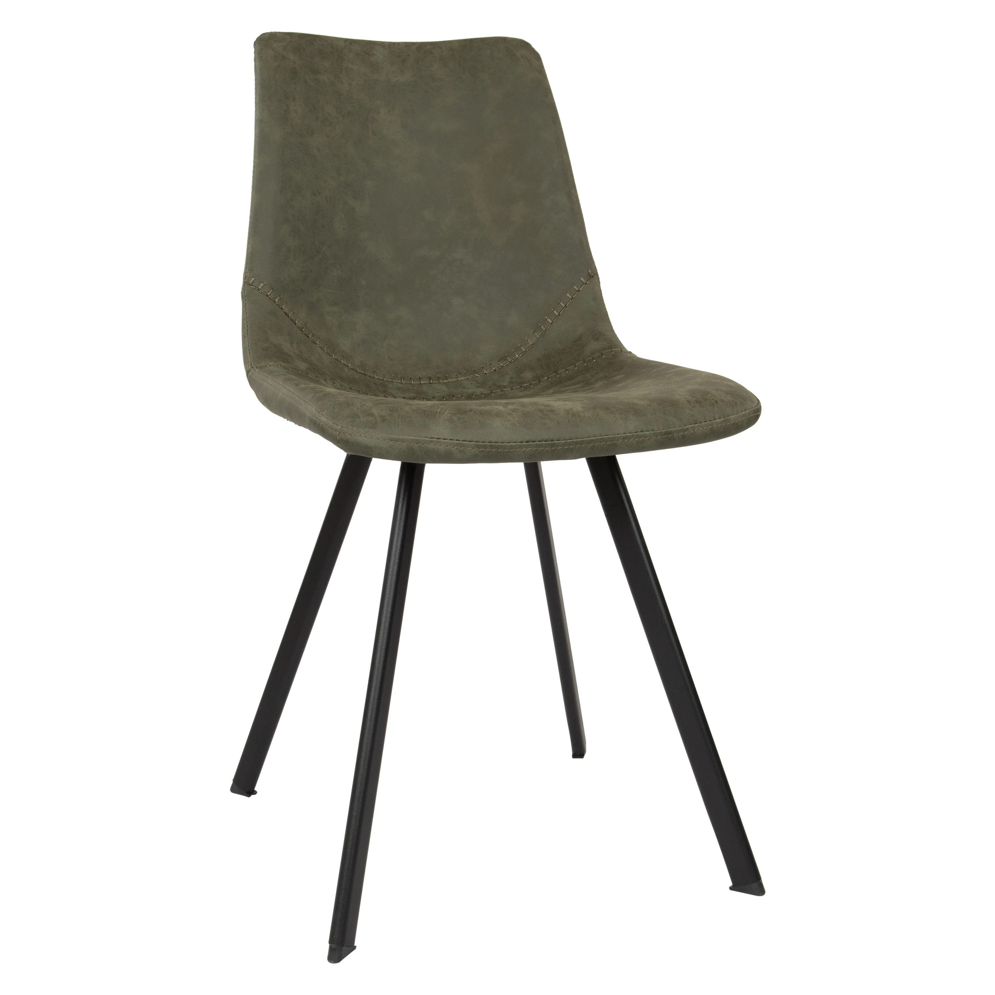 Markley Modern Leather Dining Chair With Metal Legs
