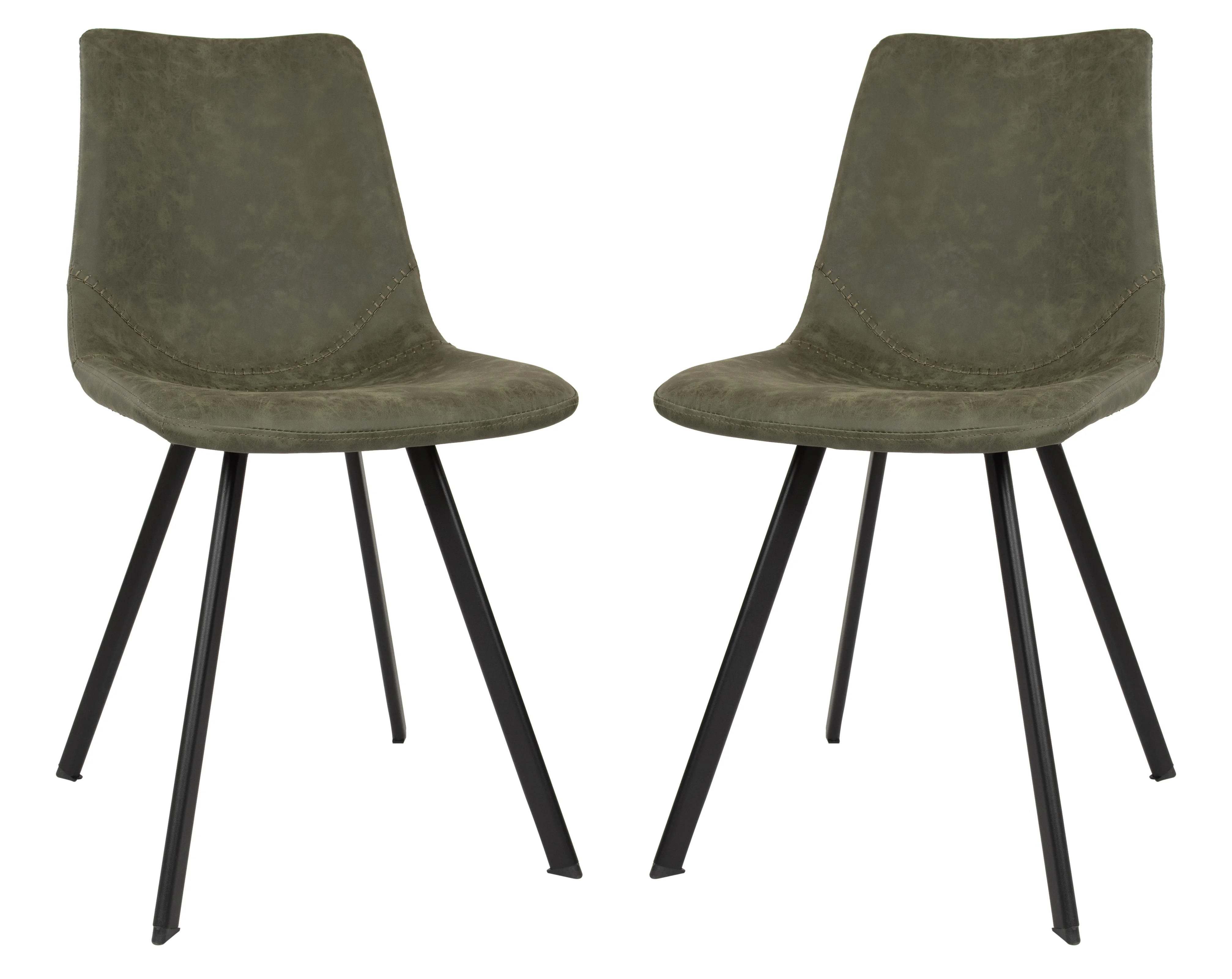 Markley Modern Leather Dining Chair With Metal Legs Set of 2