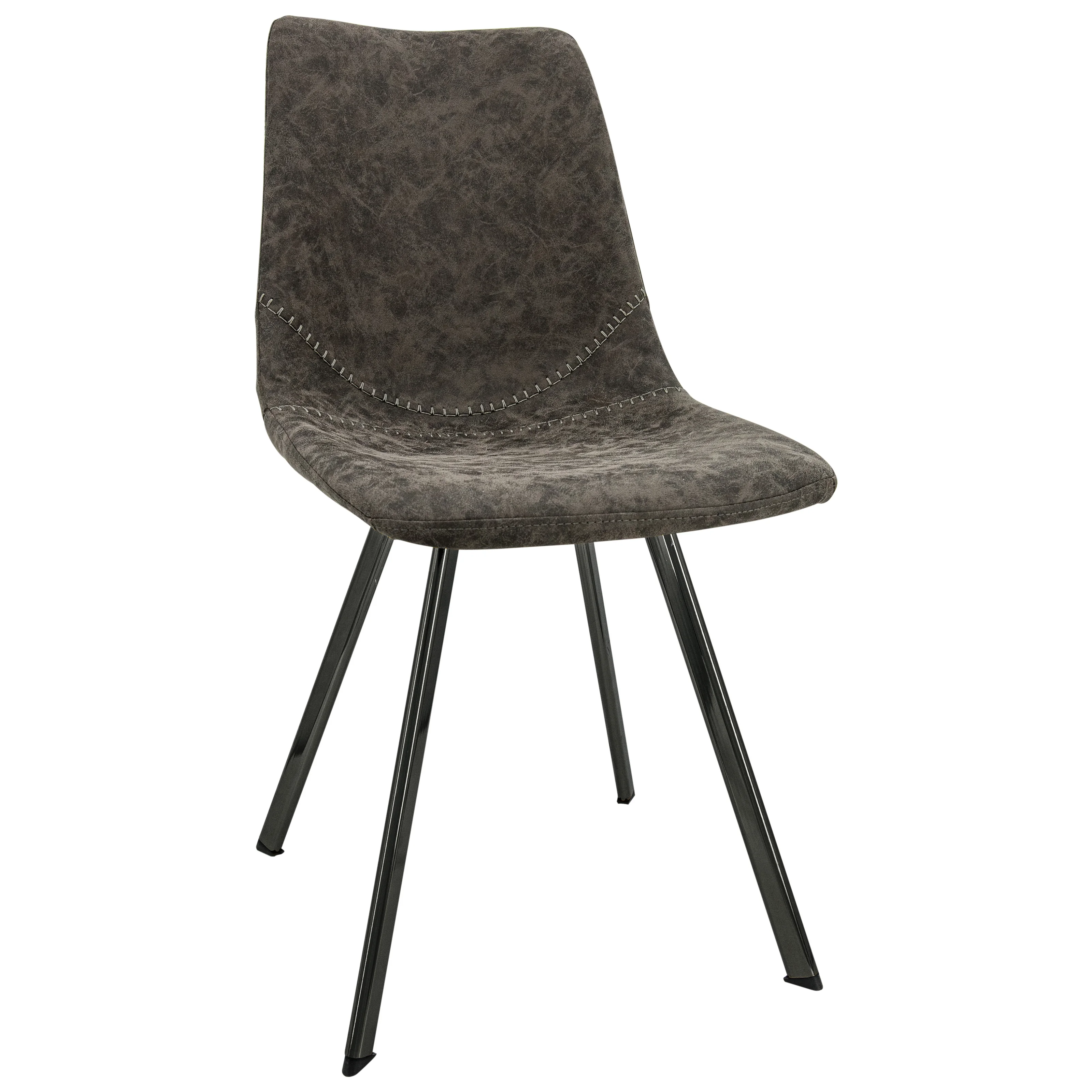 Markley Modern Leather Dining Chair With Metal Legs