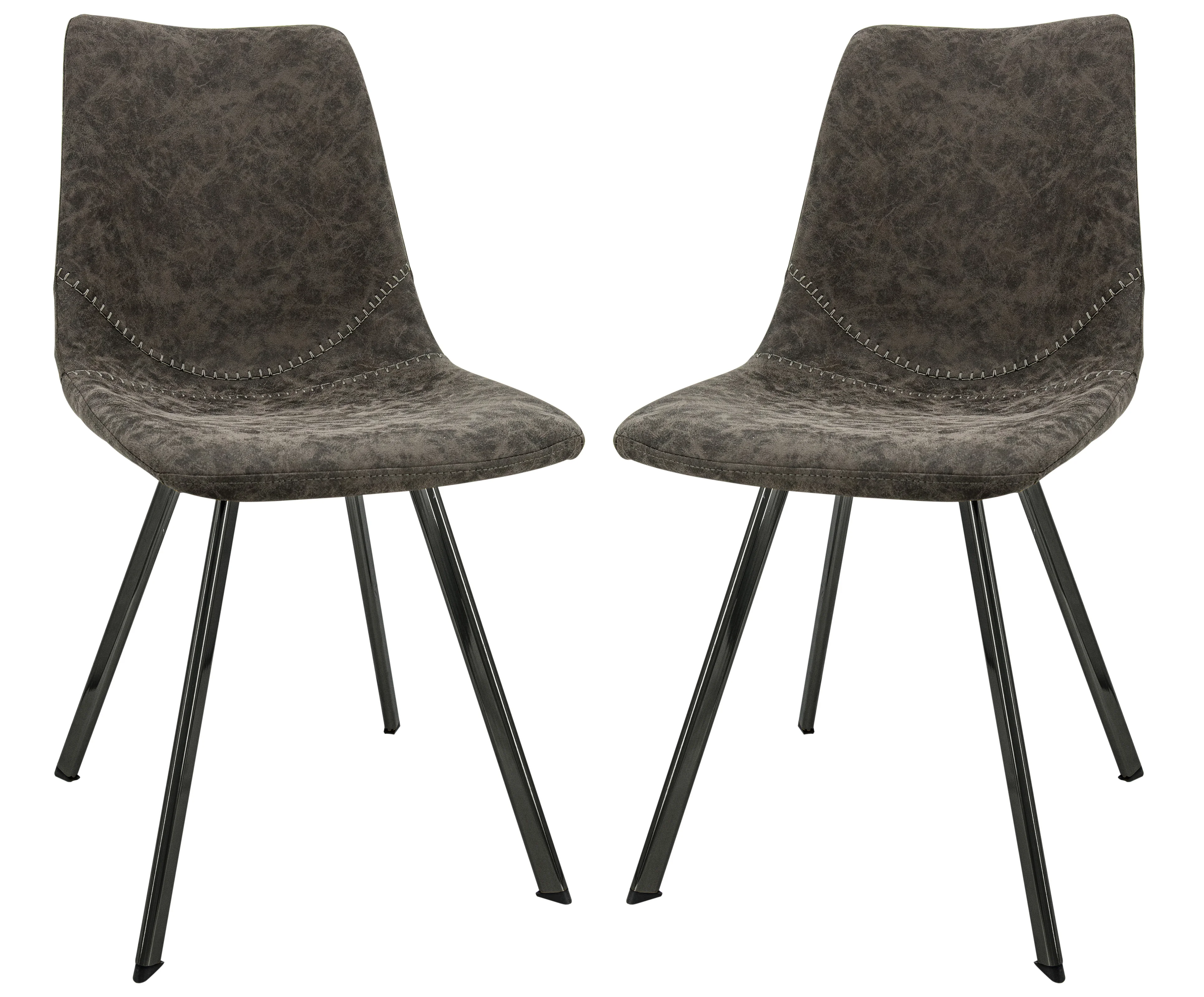 Markley Modern Leather Dining Chair With Metal Legs Set of 2