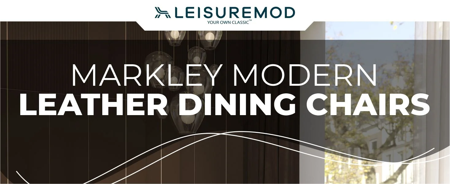 Markley Modern Leather Dining Chair With Metal Legs, Light Grey