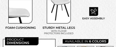 Markley Modern Leather Dining Chair With Metal Legs, Light Grey