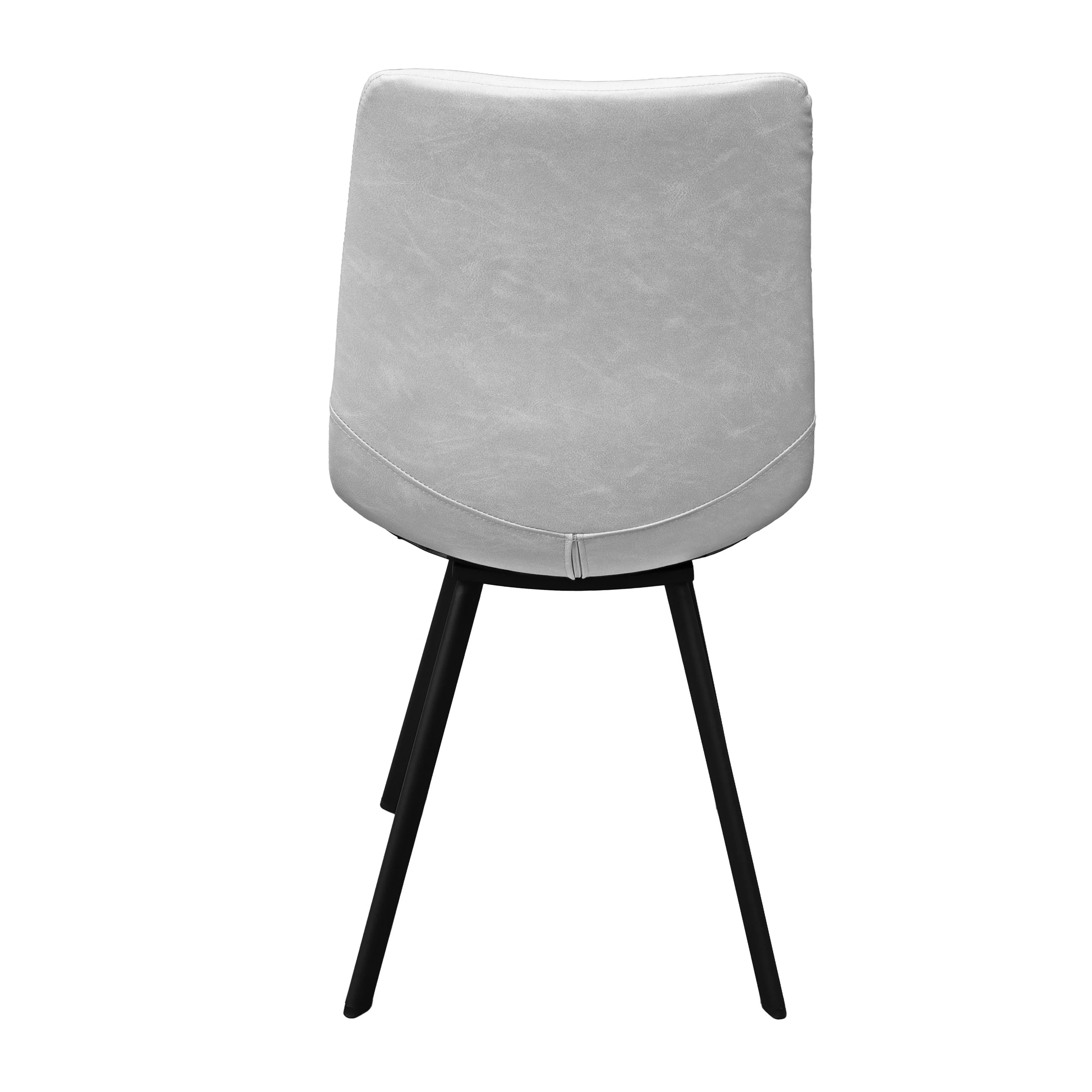 Markley Modern Leather Dining Chair With Metal Legs Set of 2, Light Grey