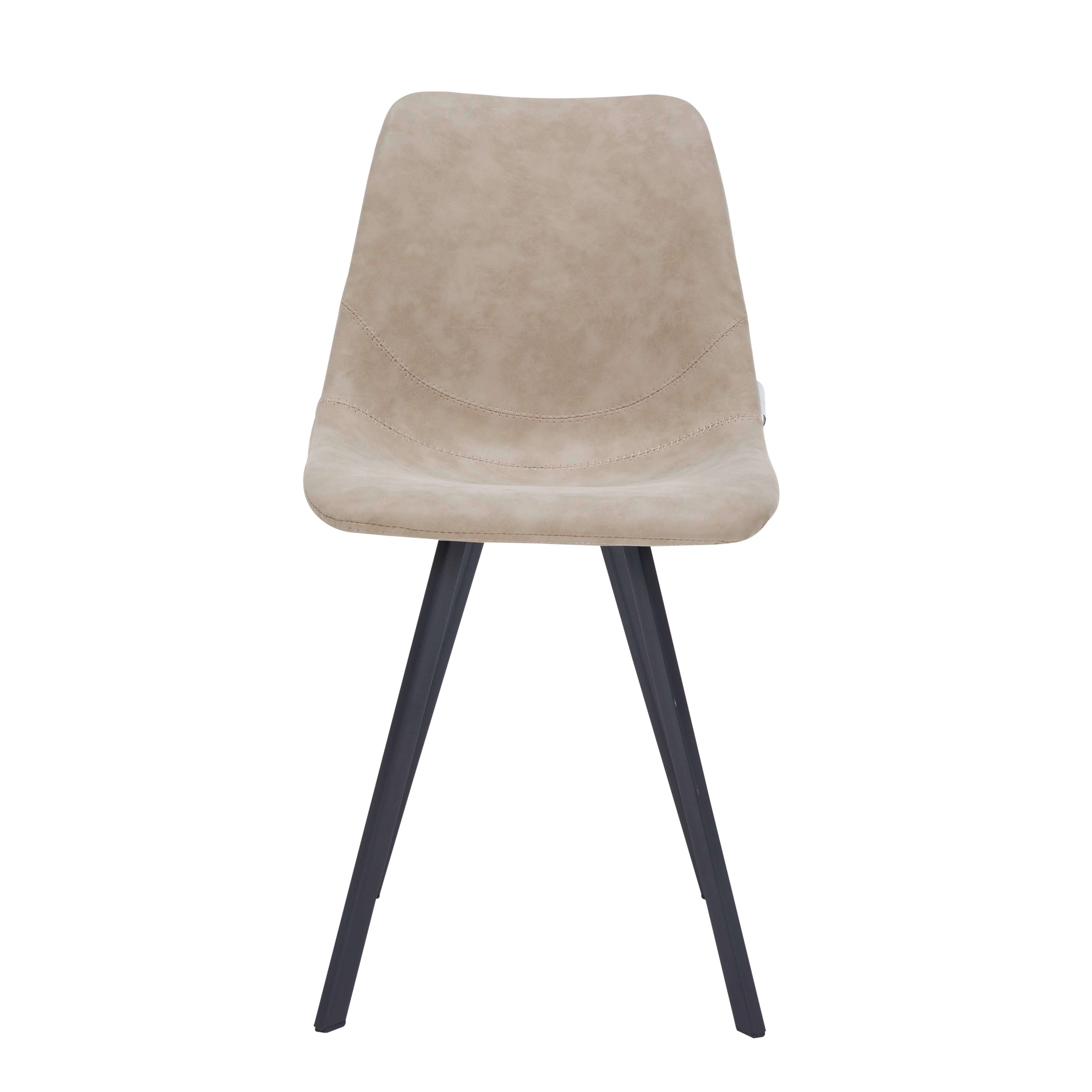 Markly Modern Leather Dining Chair With Metal Legs in Taupe