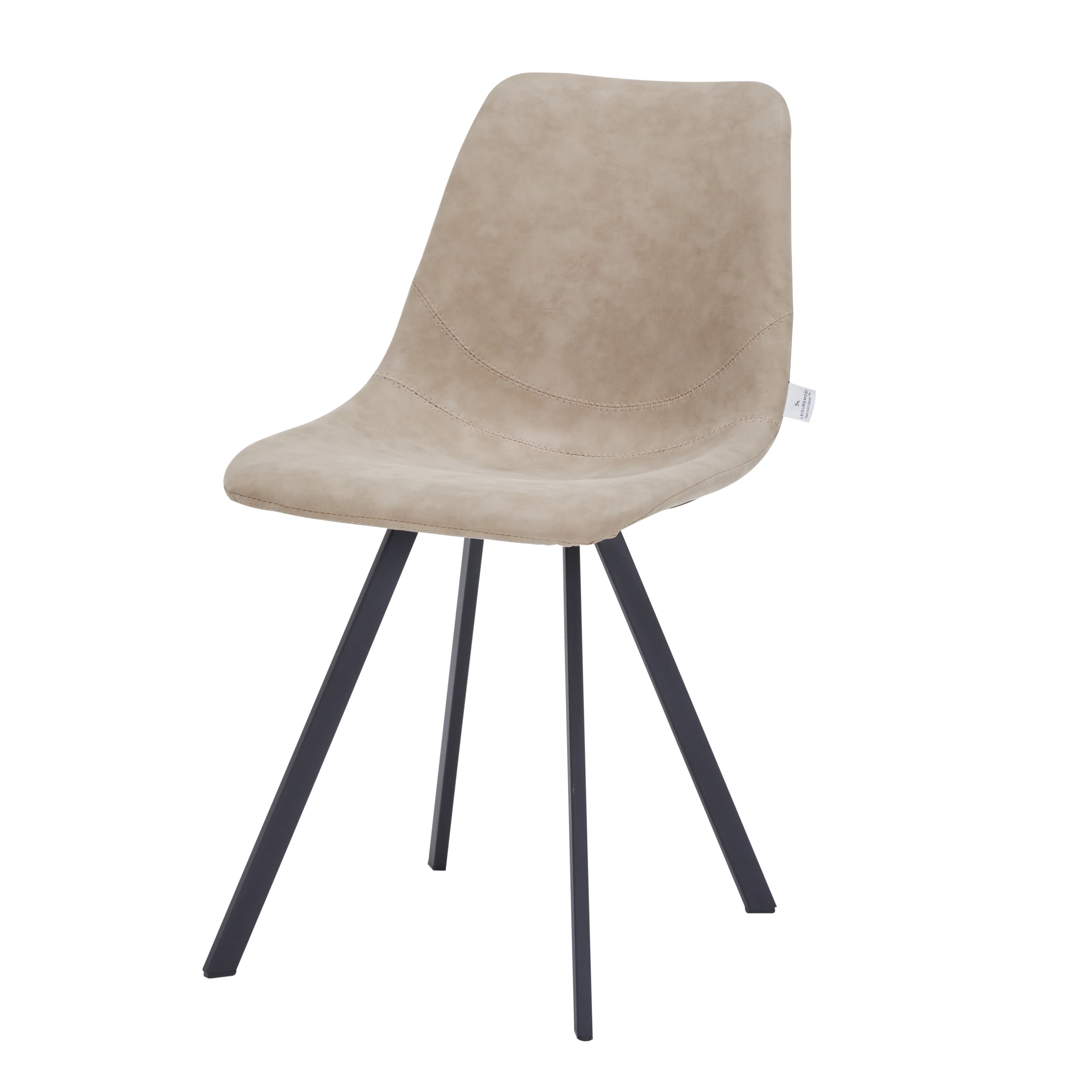 Markly Modern Leather Dining Chair With Metal Legs in Taupe Set of 4