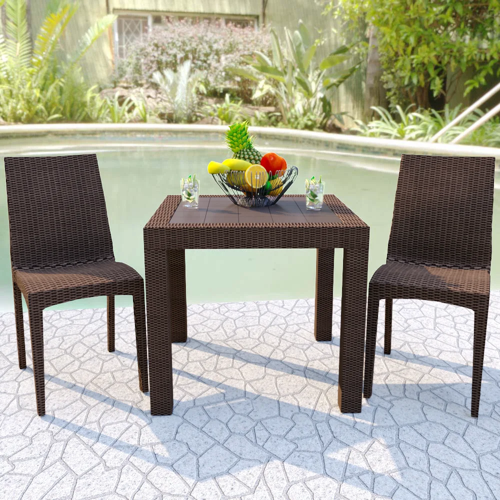 Weave Mace Indoor/Outdoor Dining Chair (Armless), Set of 2