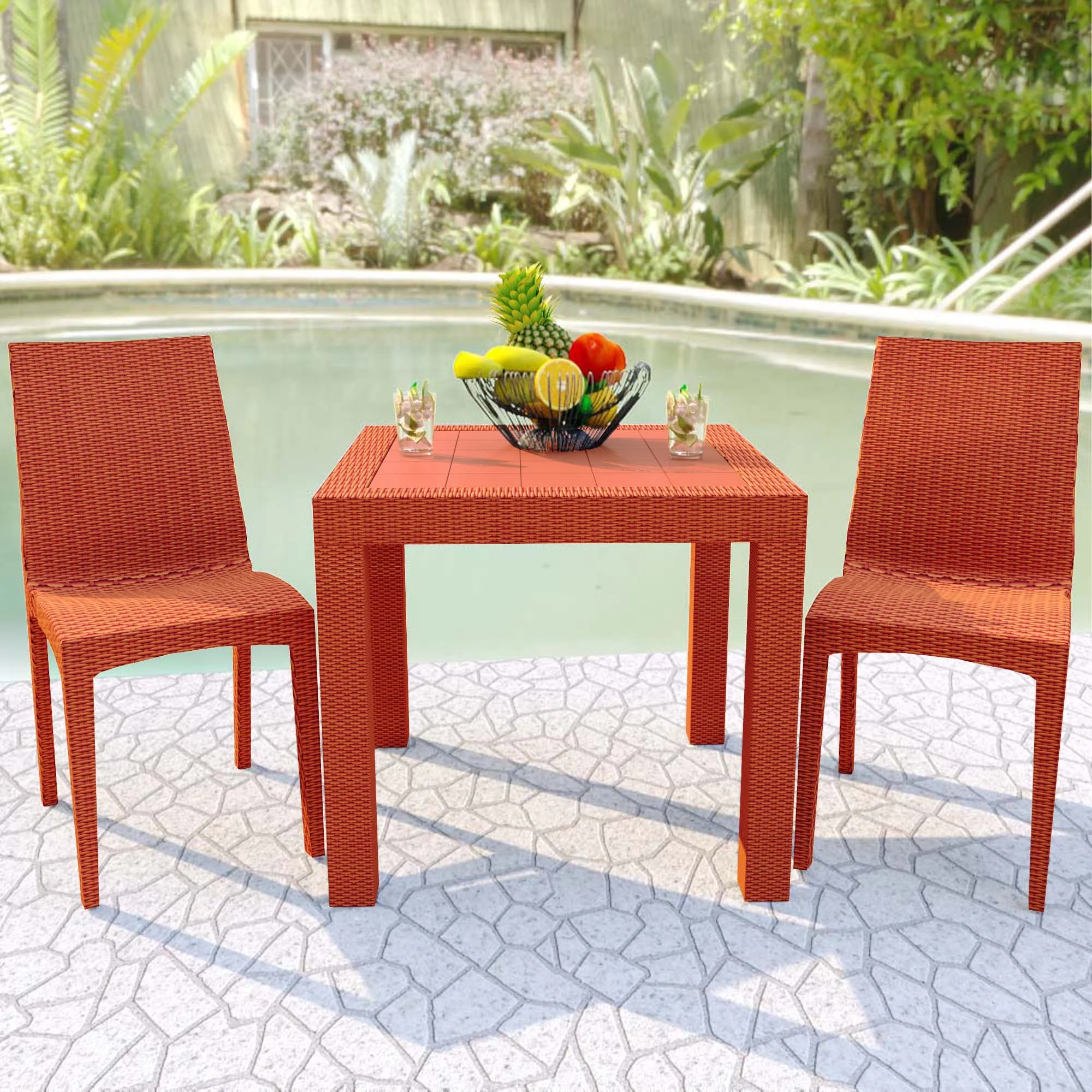 Weave Mace Indoor/Outdoor Dining Chair (Armless), Set of 2