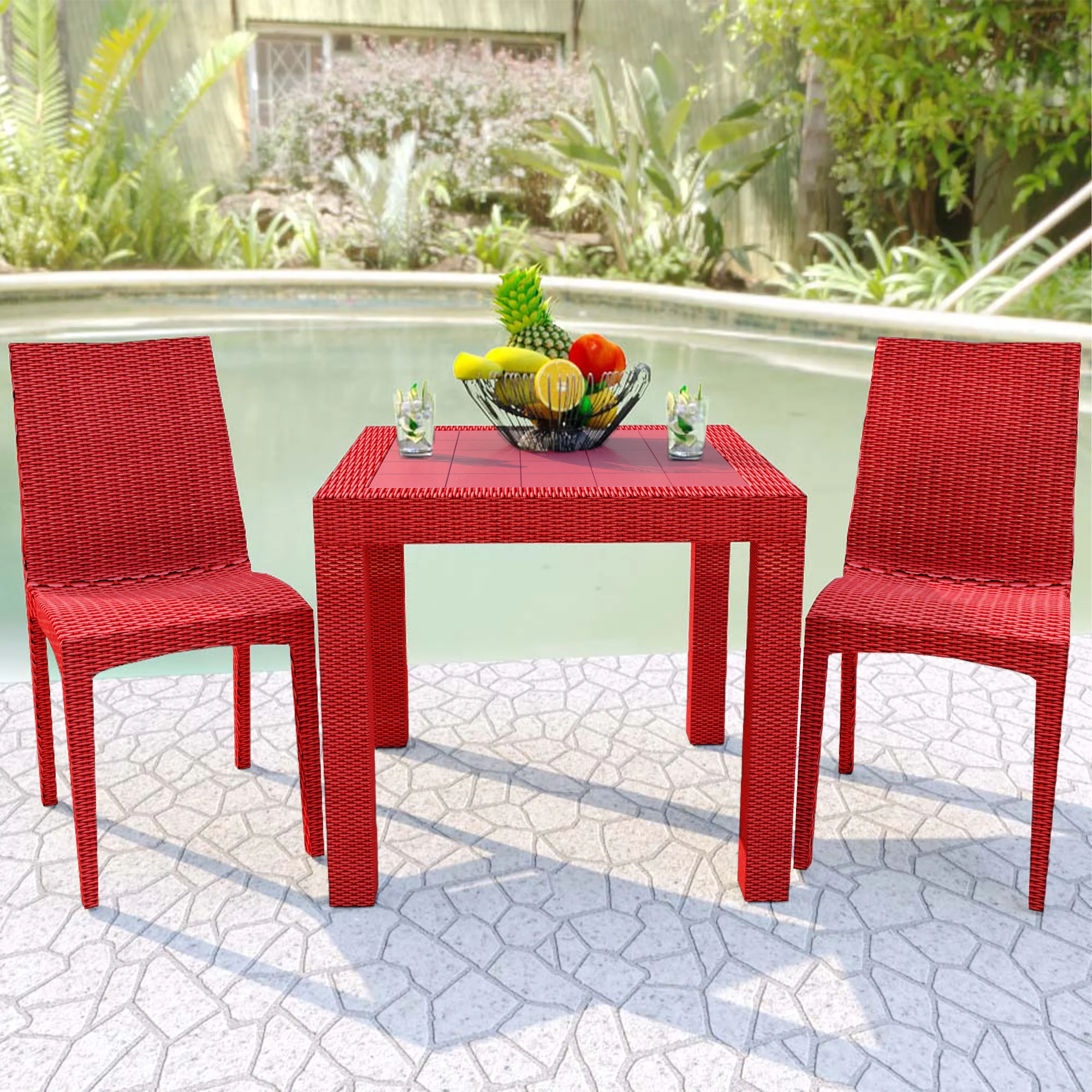 Weave Mace Indoor/Outdoor Dining Chair (Armless), Set of 2