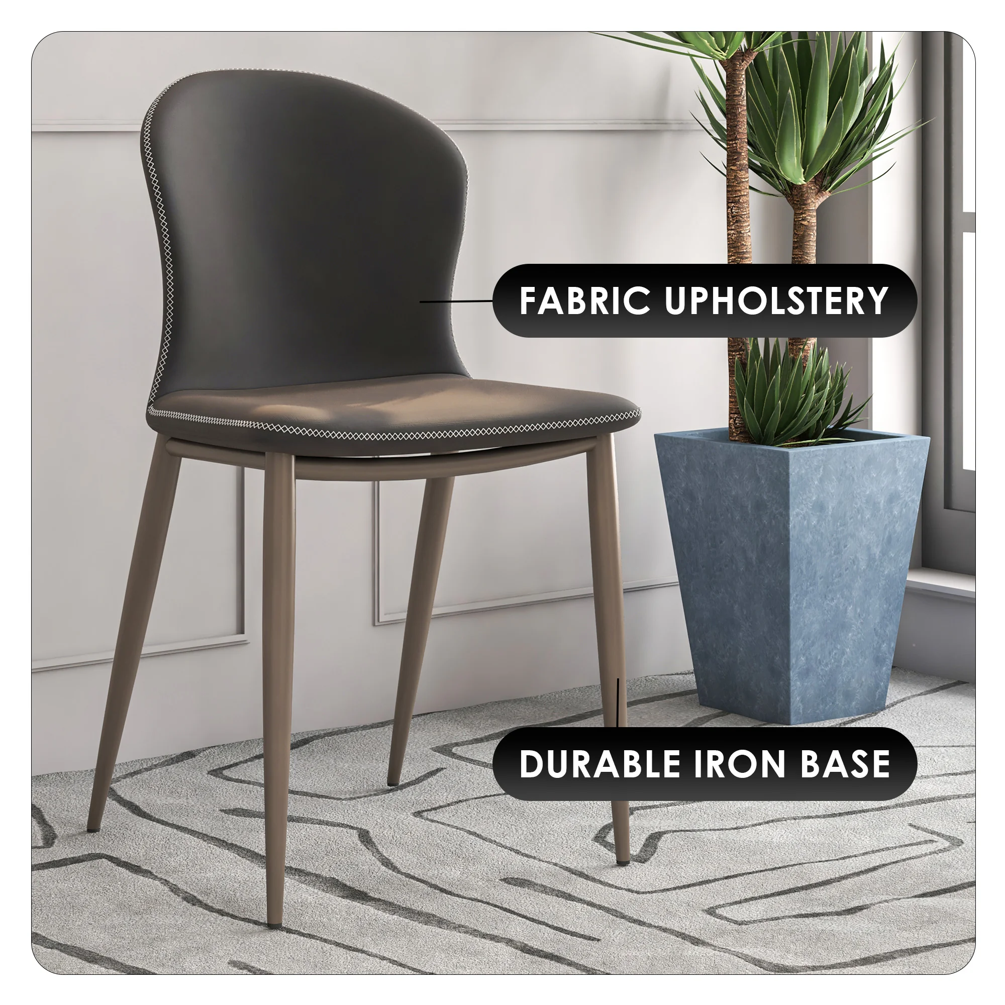 Mosaic Collection Modern Dining Chair in Charcoal Fabric