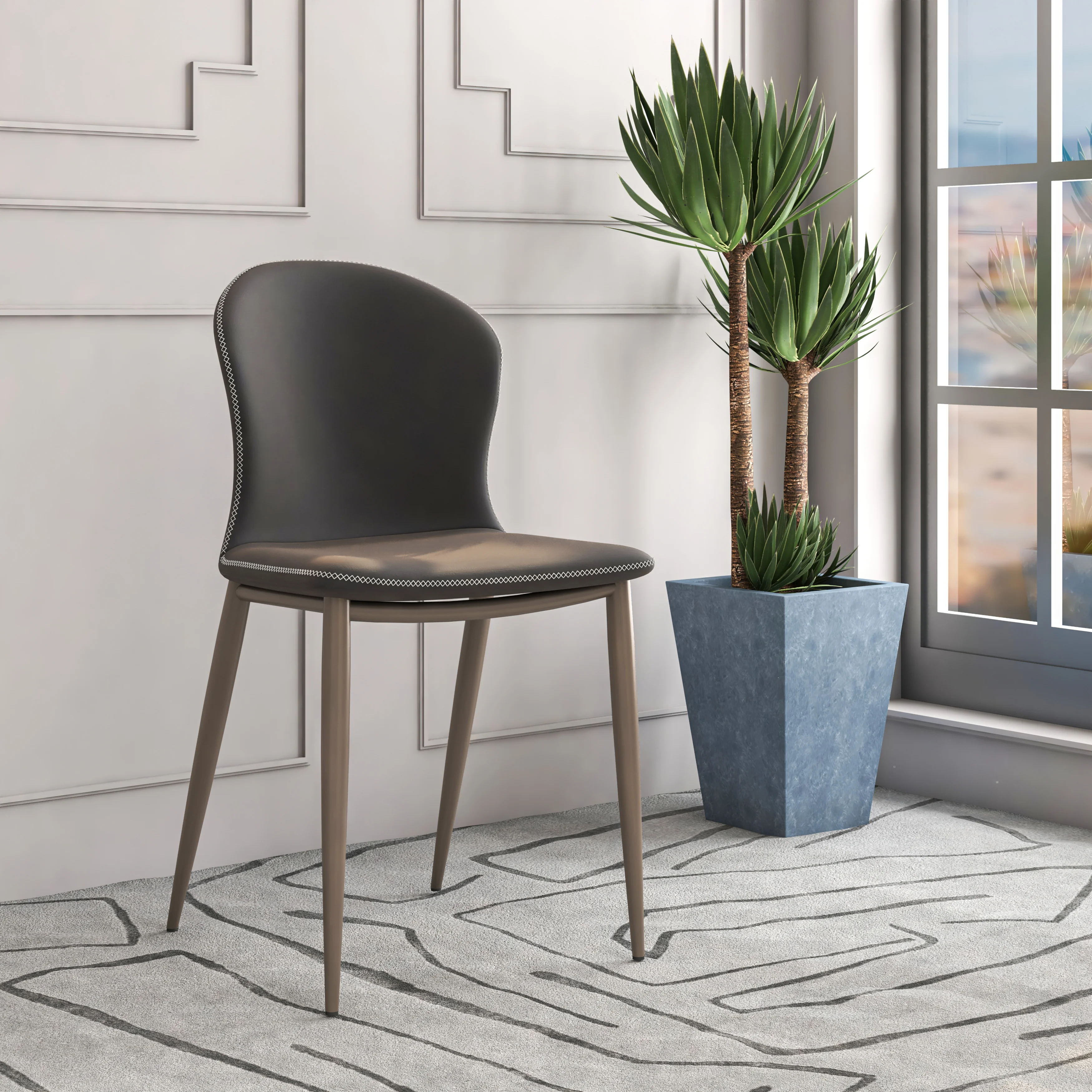 Mosaic Collection Modern Dining Chair in Charcoal Fabric