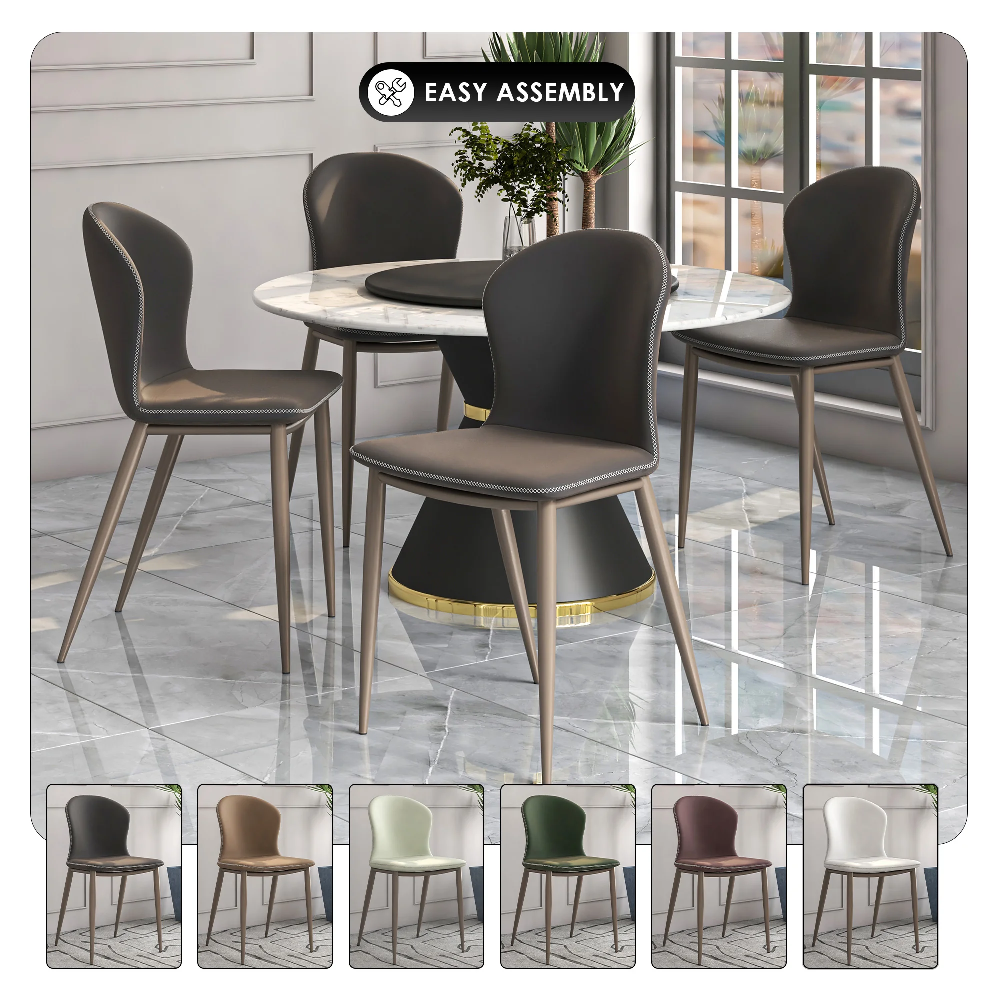 Mosaic Collection Modern Dining Chair in Charcoal Fabric - Set of 2
