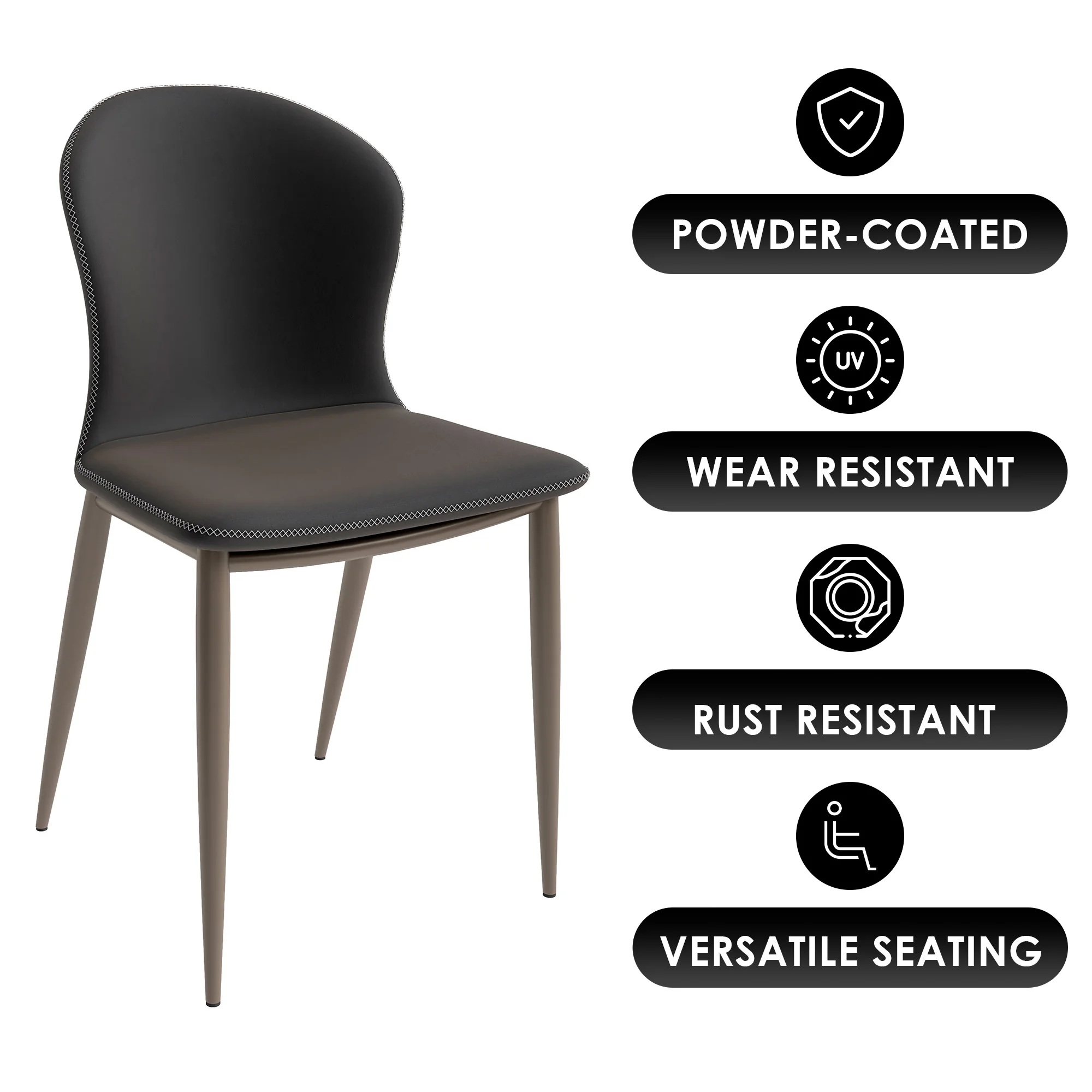 Mosaic Collection Modern Dining Chair in Charcoal Fabric - Set of 4