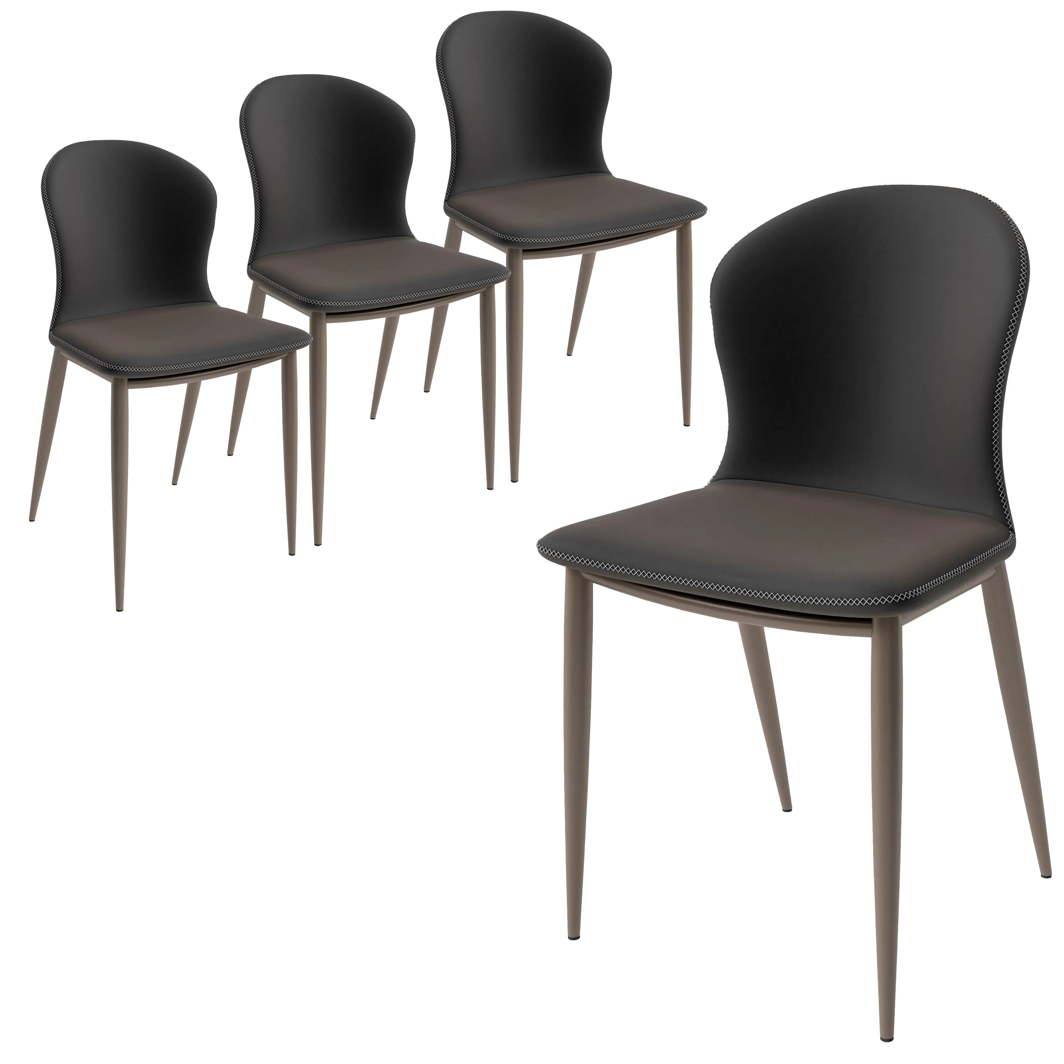 Mosaic Collection Modern Dining Chair in Charcoal Fabric - Set of 4