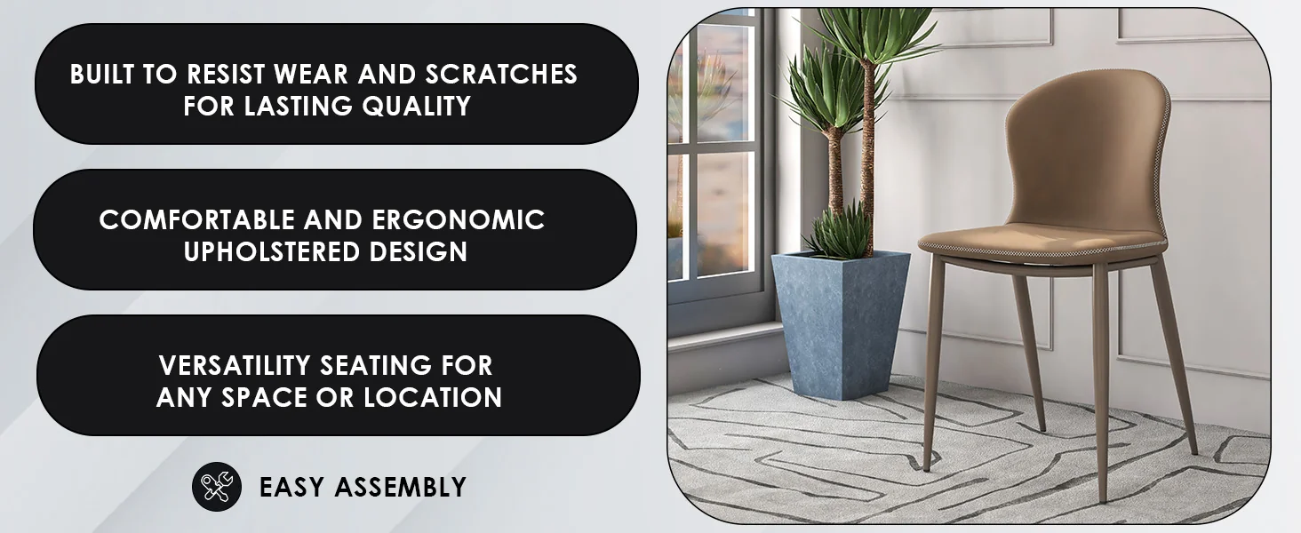 Mosaic Collection Modern Dining Chair in Light Brown Fabric - Set of 2