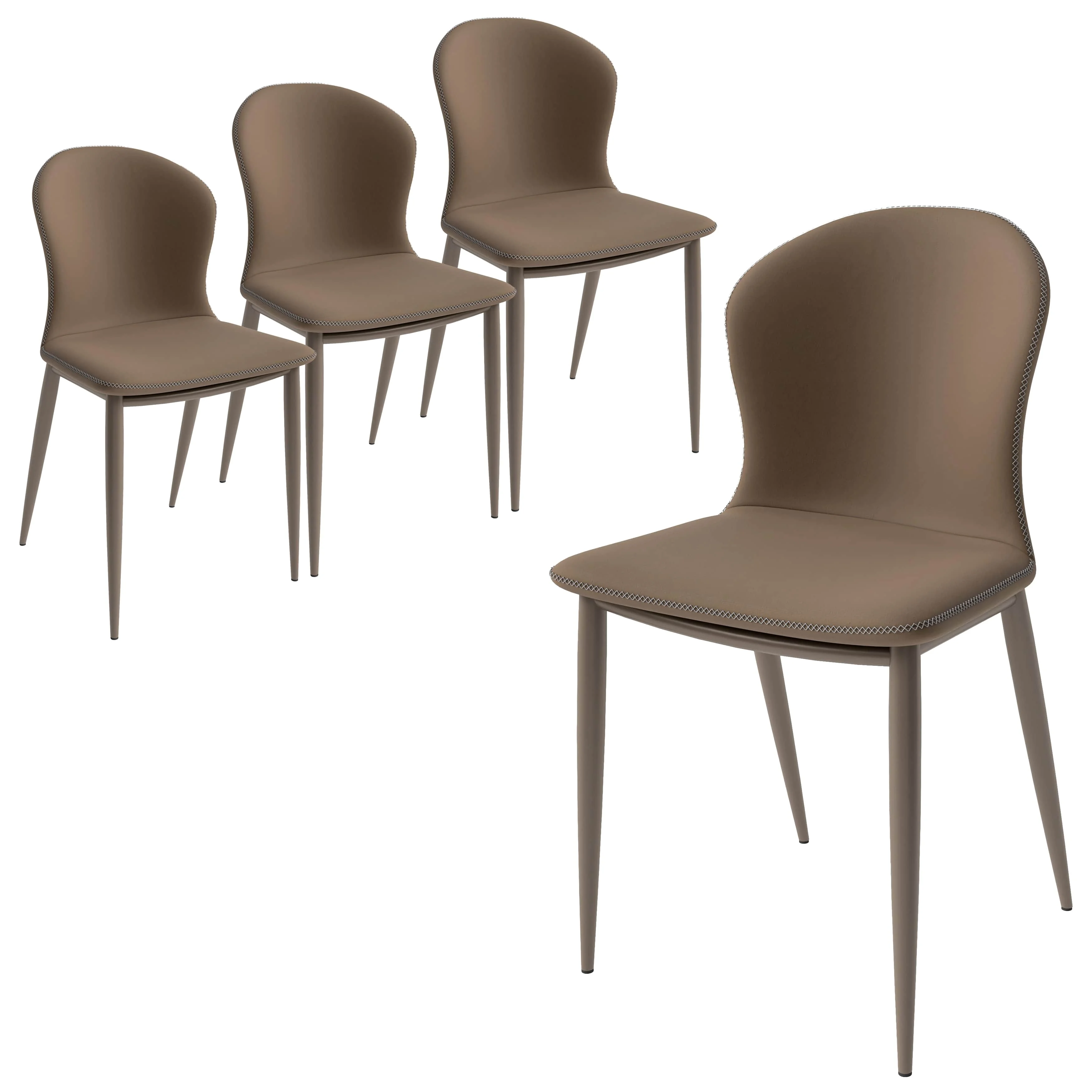 Mosaic Collection Modern Dining Chair in Light Brown Fabric - Set of 4