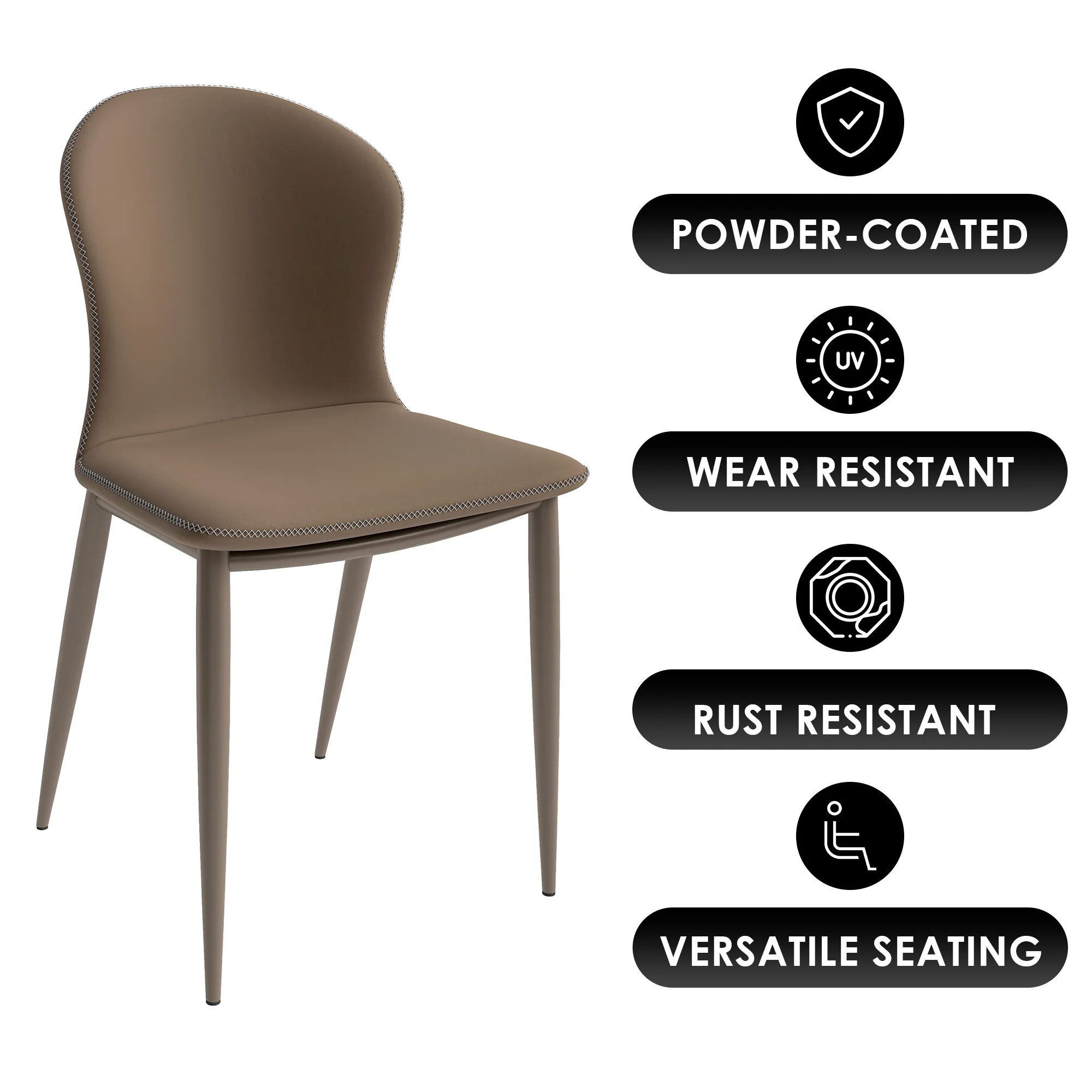 Mosaic Collection Modern Dining Chair in Light Brown Fabric - Set of 4
