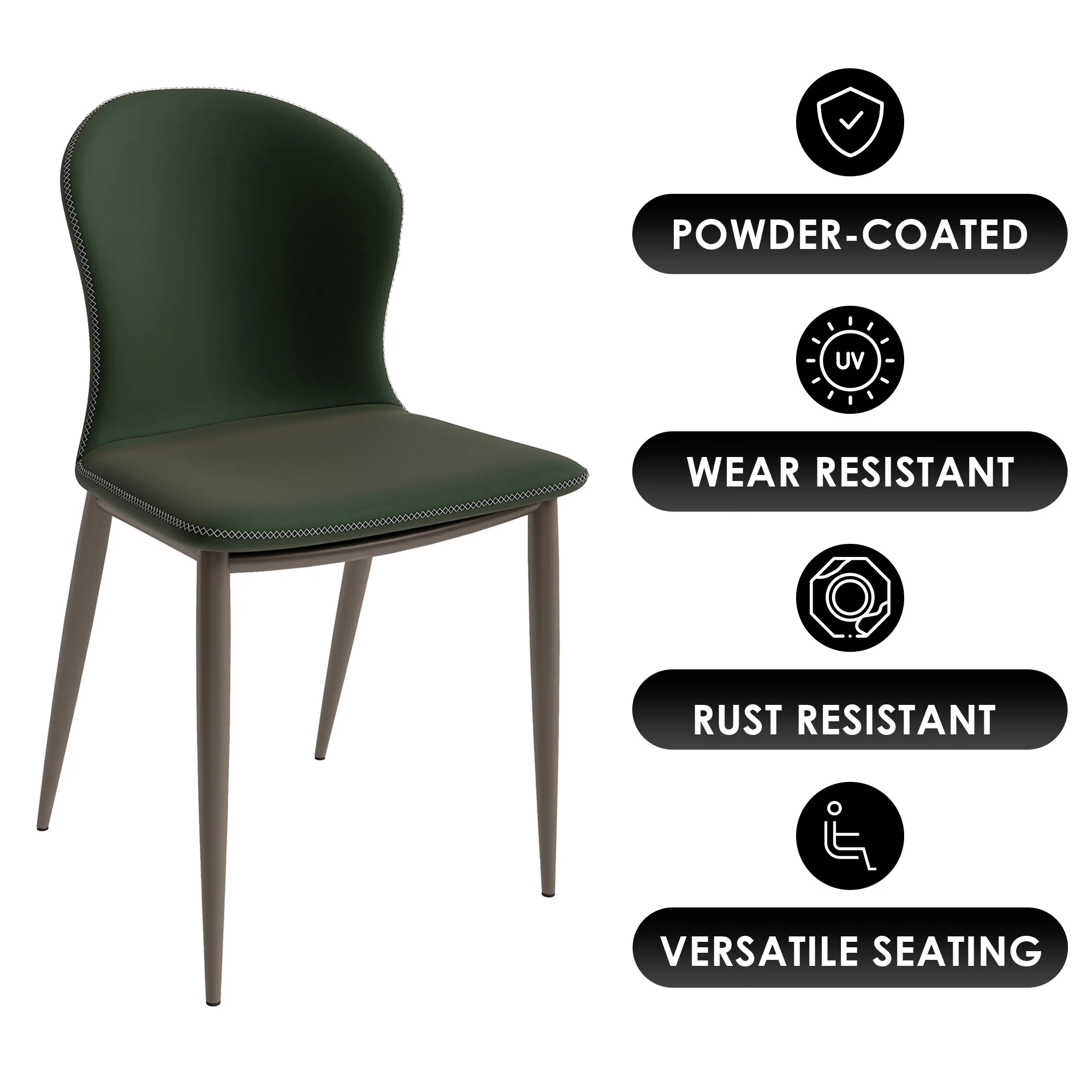 Mosaic Collection Modern Dining Chair in Olive Green Fabric - Set of 4