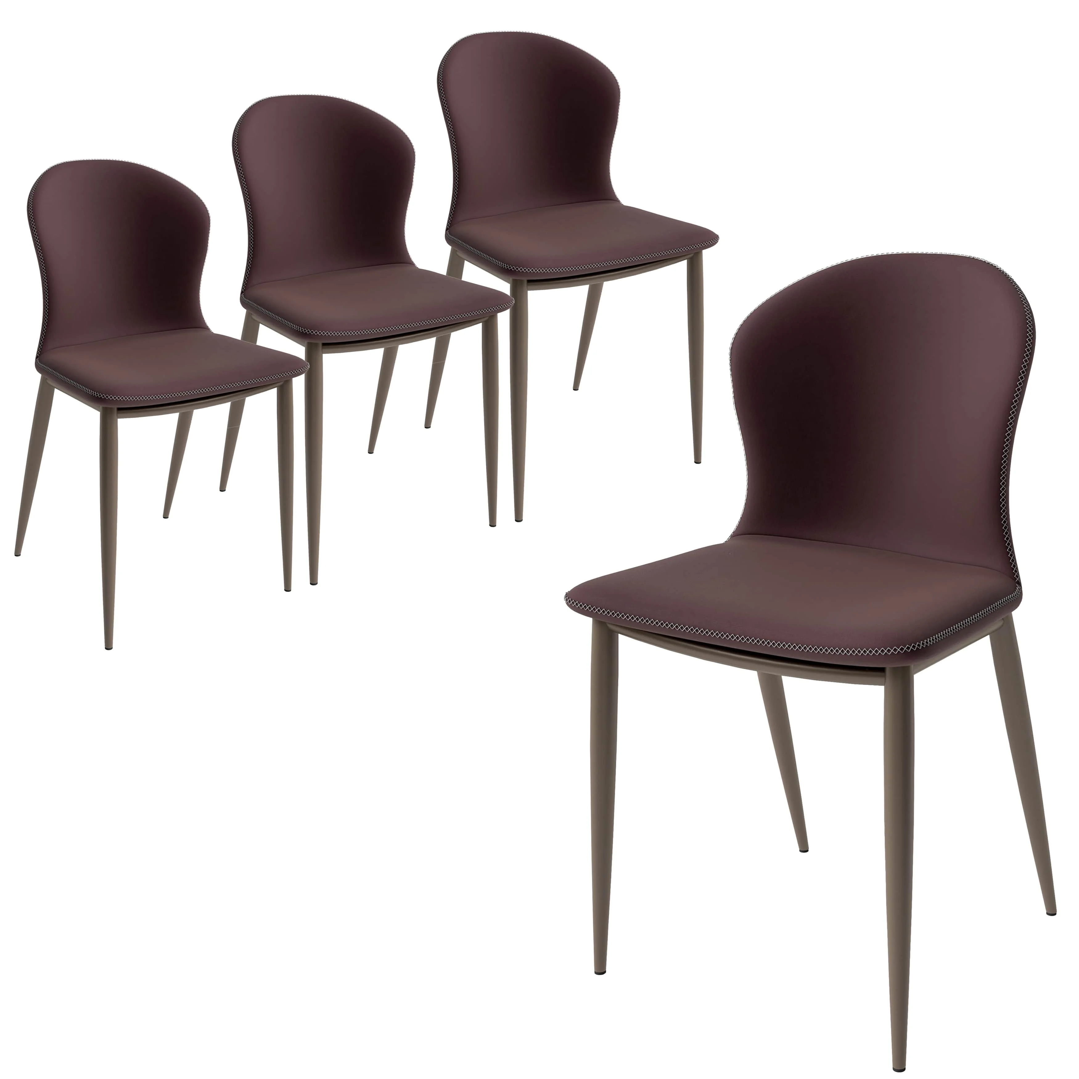 Mosaic Collection Modern Dining Chair in Plum Purple Fabric - Set of 4