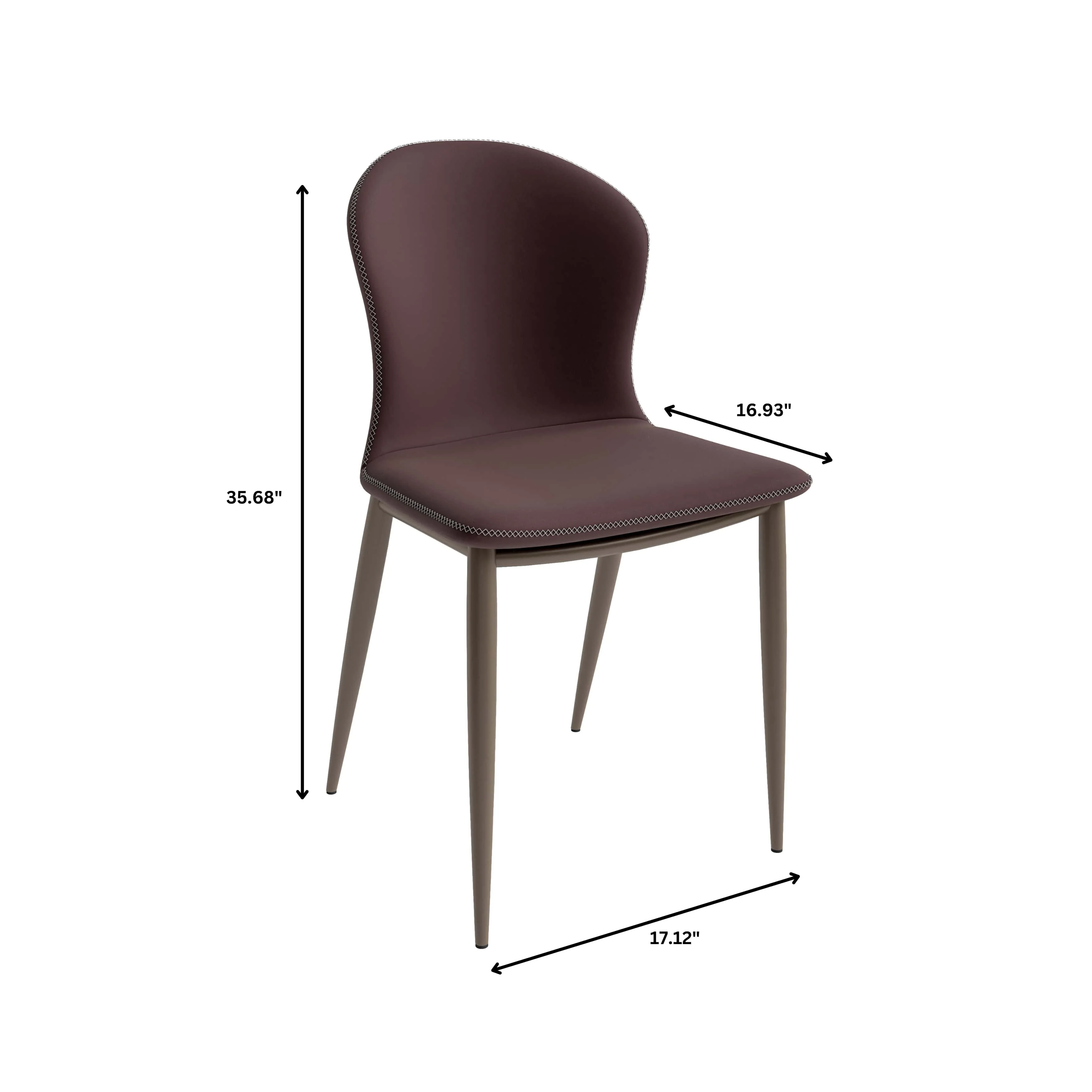 Mosaic Collection Modern Dining Chair in Plum Purple Fabric - Set of 4