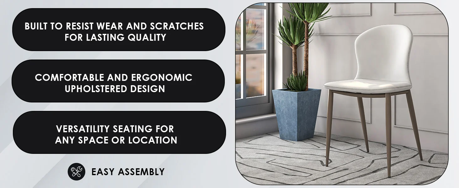 Mosaic Collection Modern Dining Chair in Coconut White Fabric