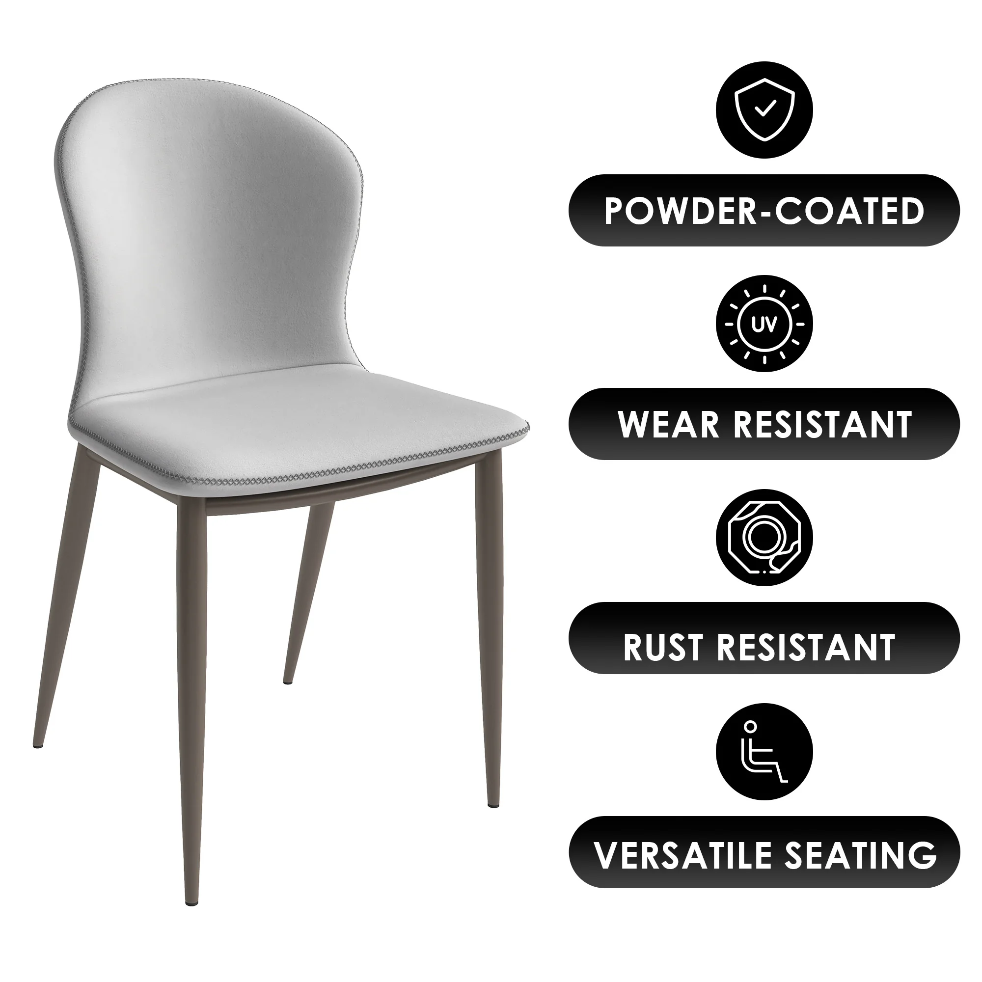 Mosaic Collection Modern Dining Chair in Coconut White Fabric