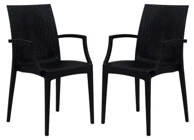 Weave Mace Indoor/Outdoor Chair (With Arms), Set of 2
