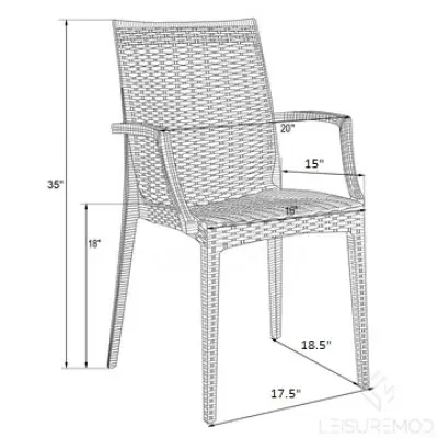 Weave Mace Indoor/Outdoor Chair (With Arms), Set of 4