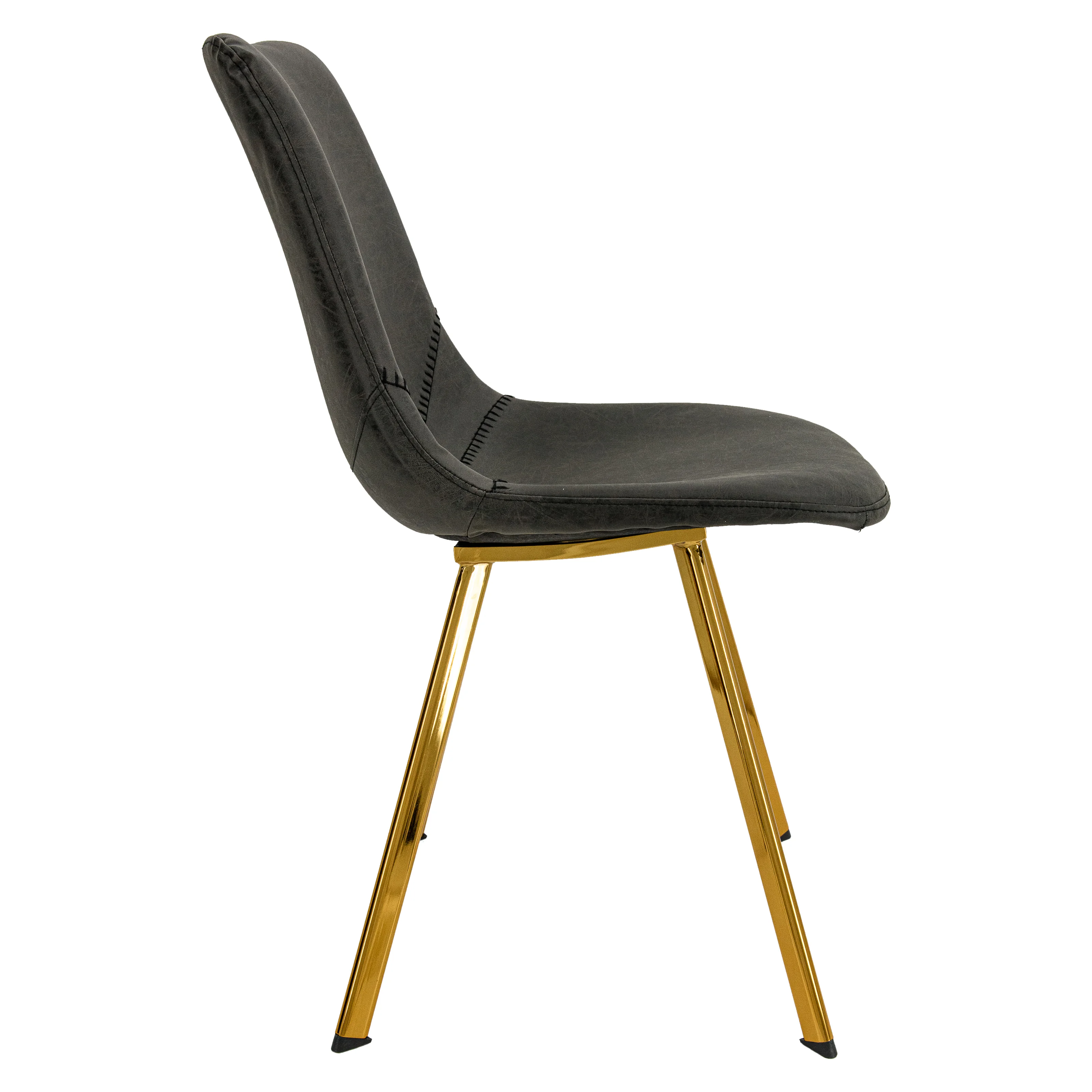 Markley Modern Leather Dining Chair With Gold Legs