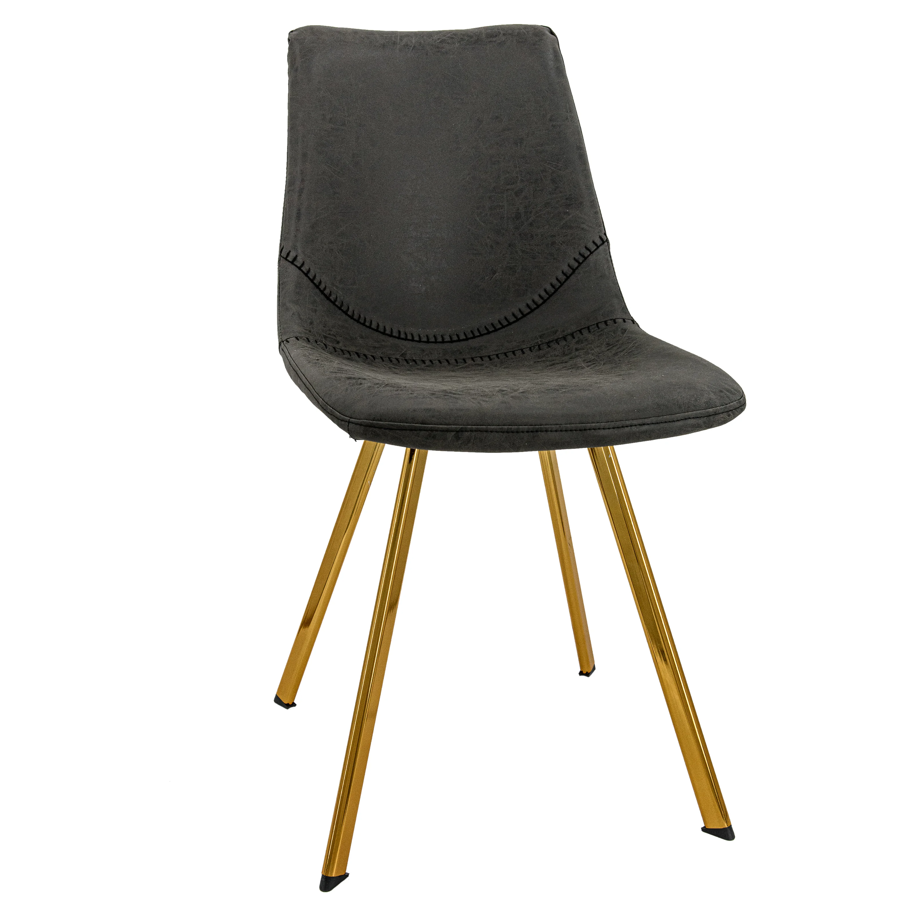 Markley Modern Leather Dining Chair With Gold Legs