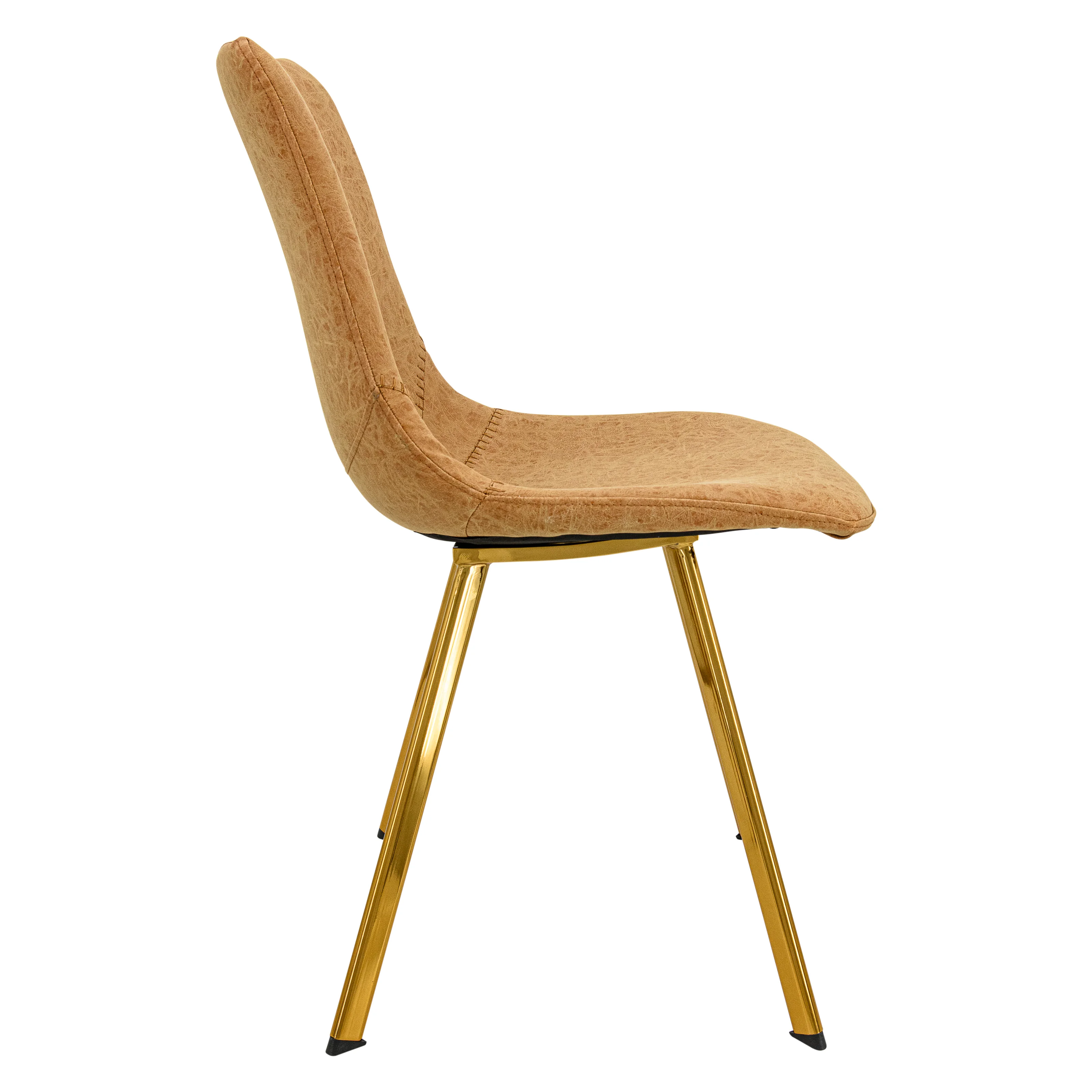 Markley Modern Leather Dining Chair With Gold Legs