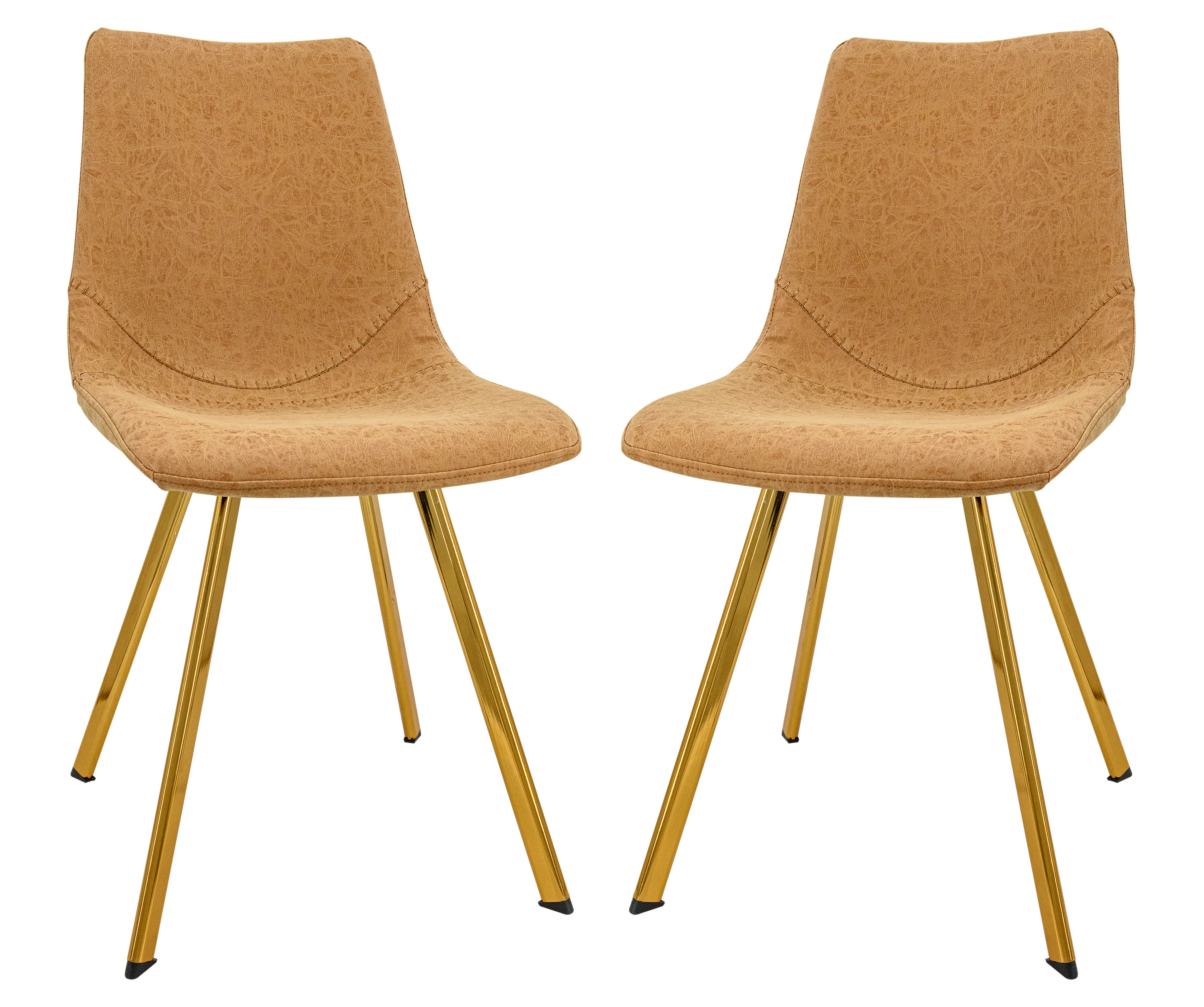 Markley Modern Leather Dining Chair With Gold Legs Set of 2