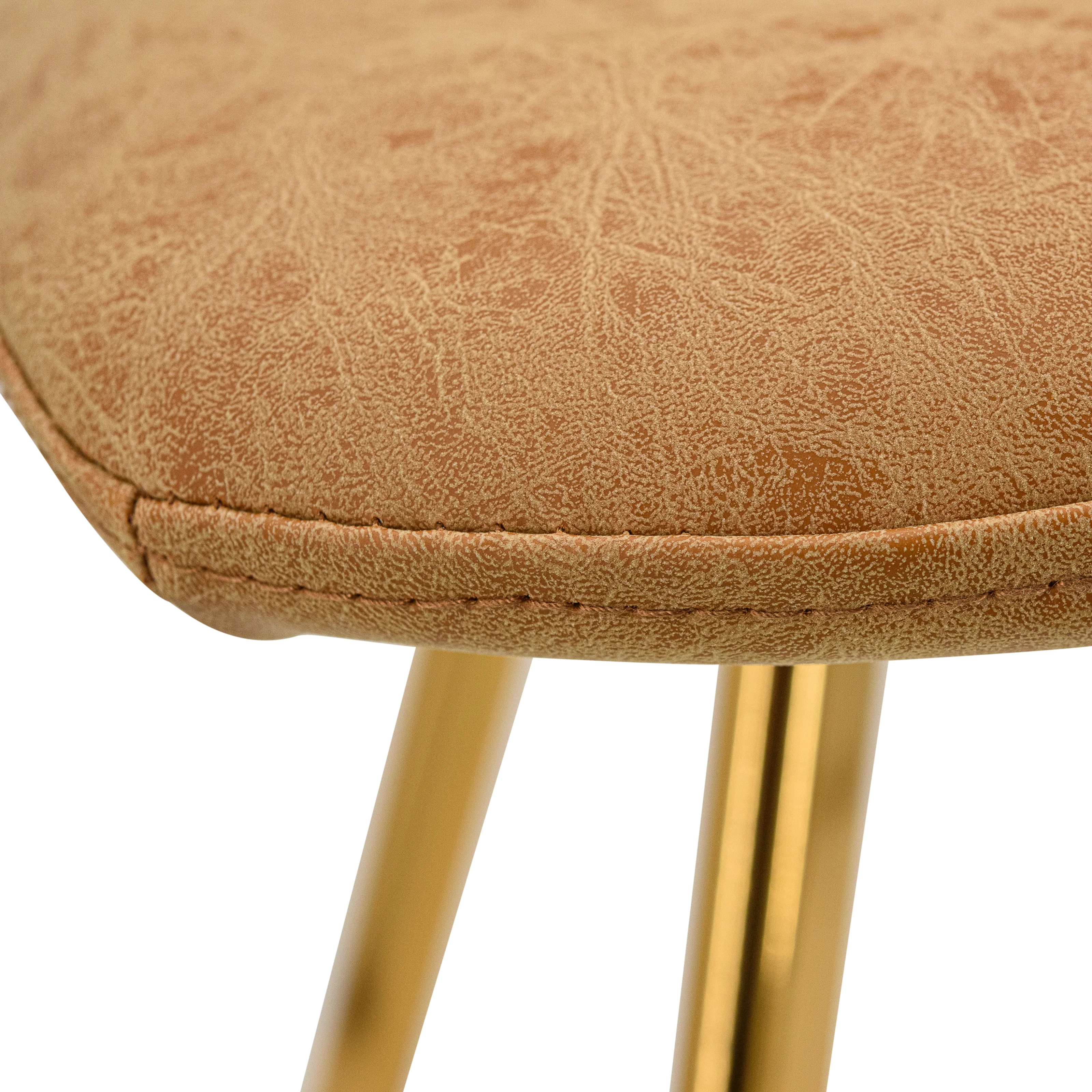 Markley Modern Leather Dining Chair With Gold Legs Set of 4