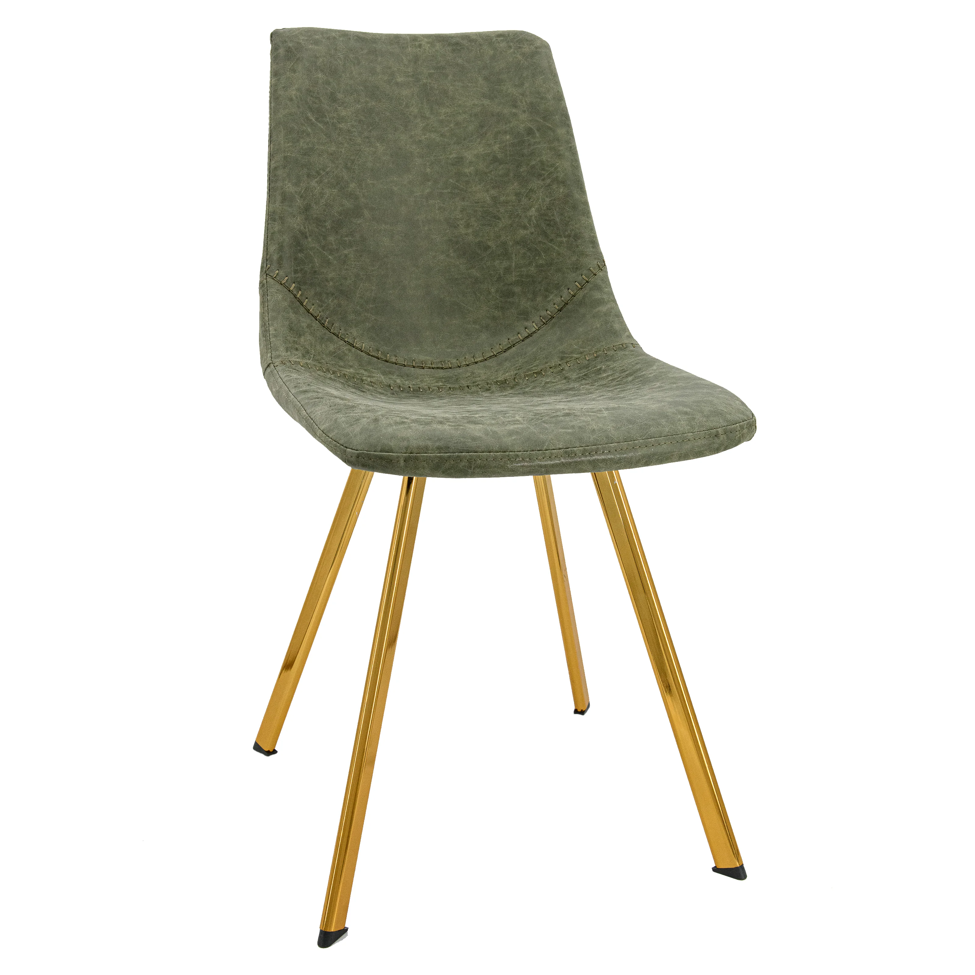 Markley Modern Leather Dining Chair With Gold Legs