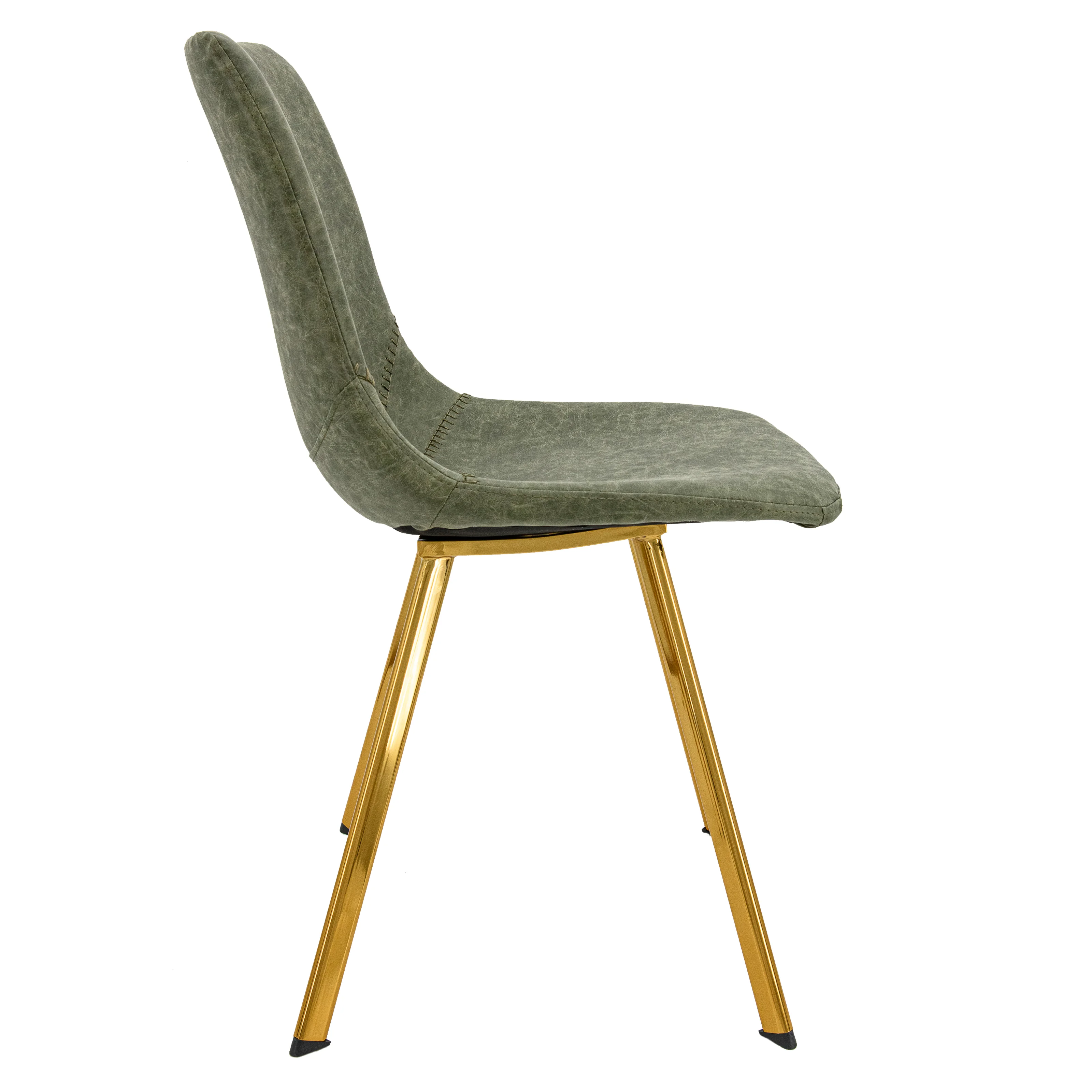 Markley Modern Leather Dining Chair With Gold Legs
