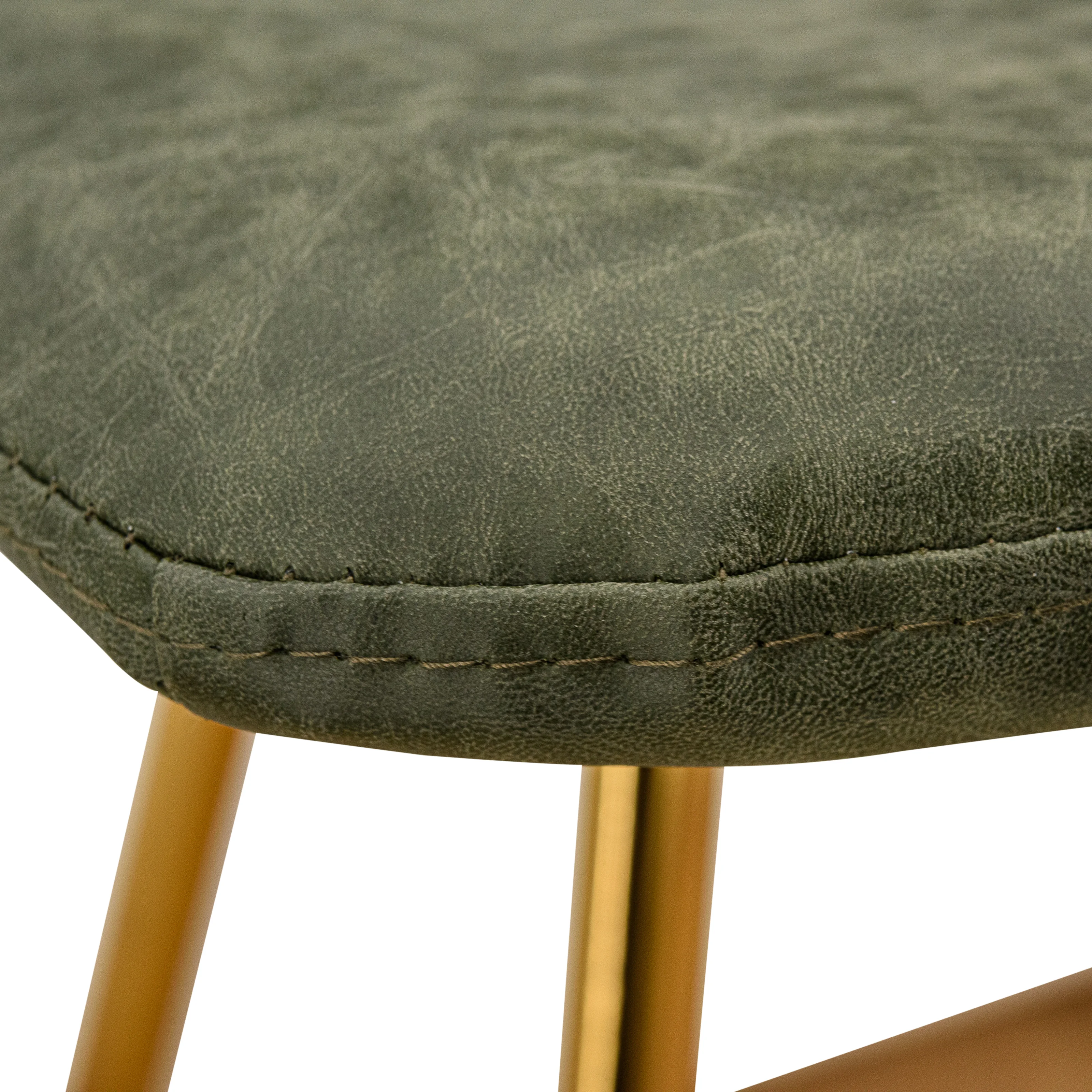 Markley Modern Leather Dining Chair With Gold Legs