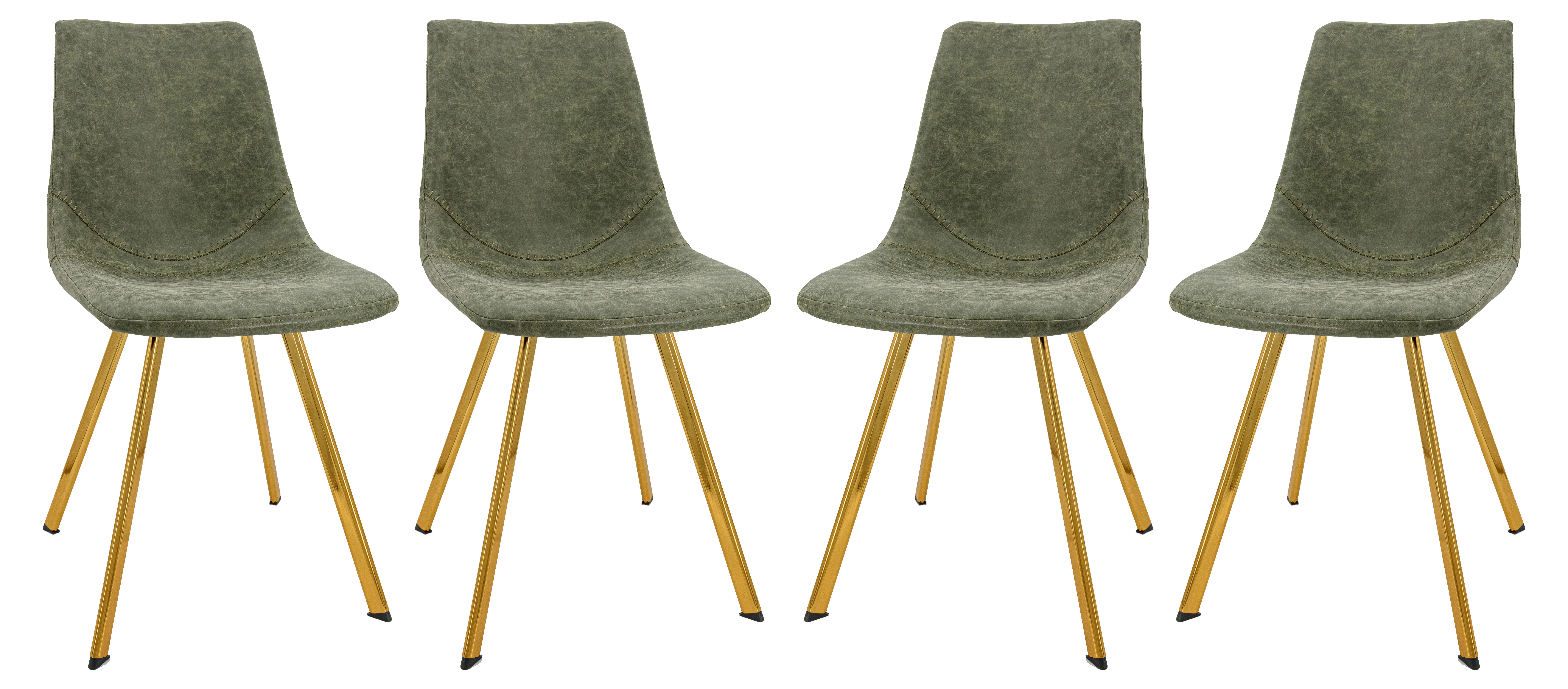 Markley Modern Leather Dining Chair With Gold Legs Set of 4