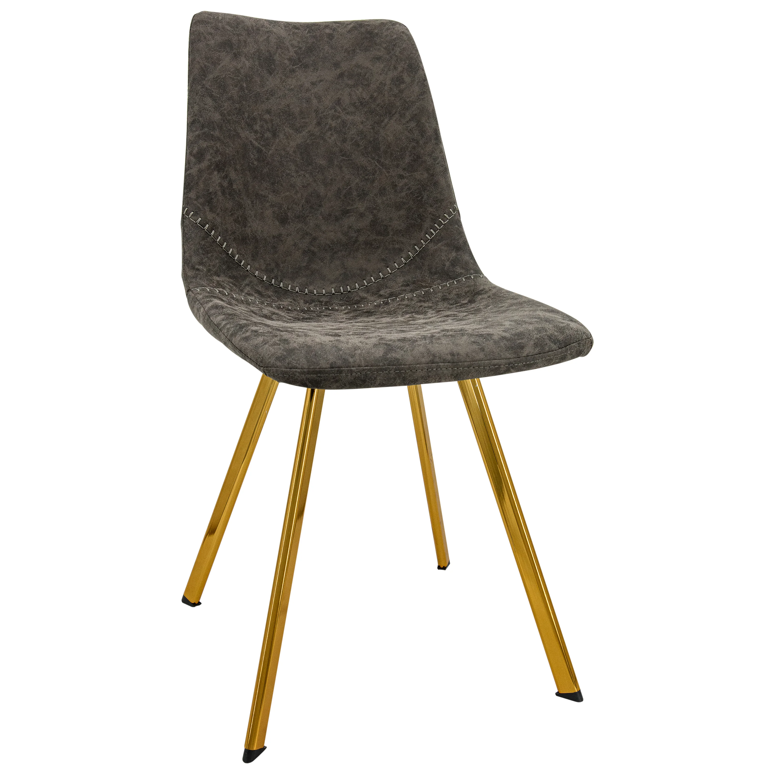 Markley Modern Leather Dining Chair With Gold Legs