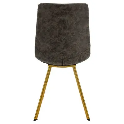Markley Modern Leather Dining Chair With Gold Legs