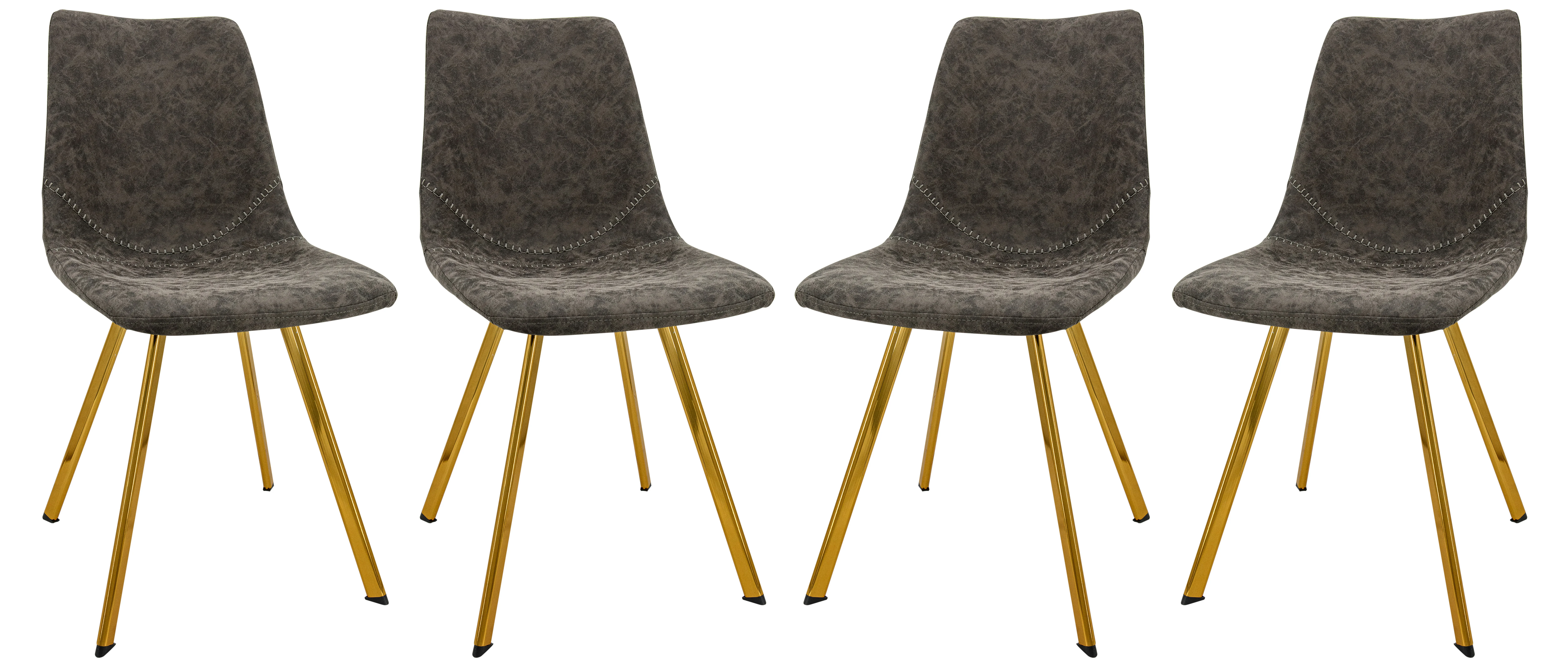Markley Modern Leather Dining Chair With Gold Legs Set of 4