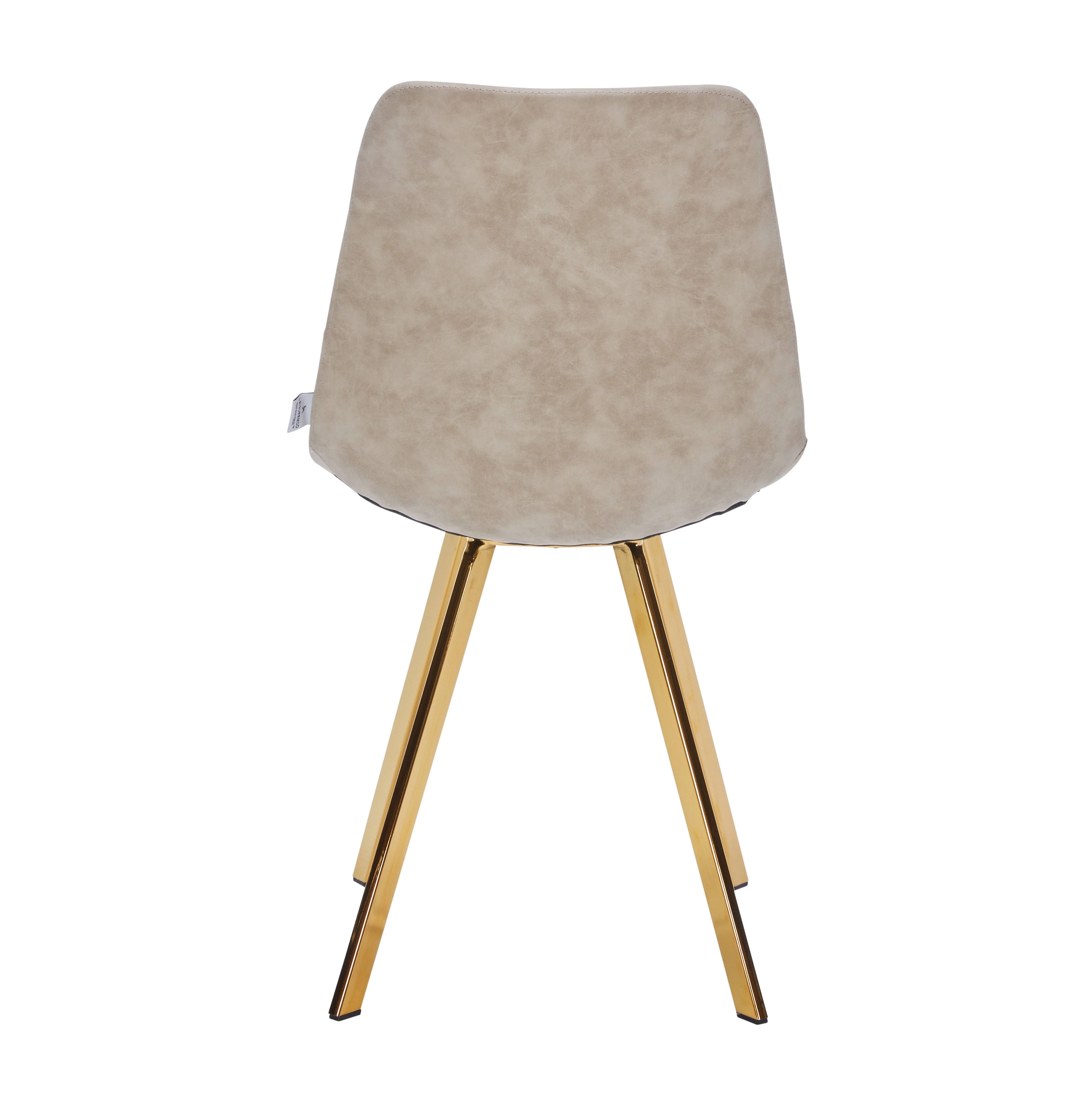 Markley Modern Leather Dining Chair With Gold Legs in Taupe Set of 4