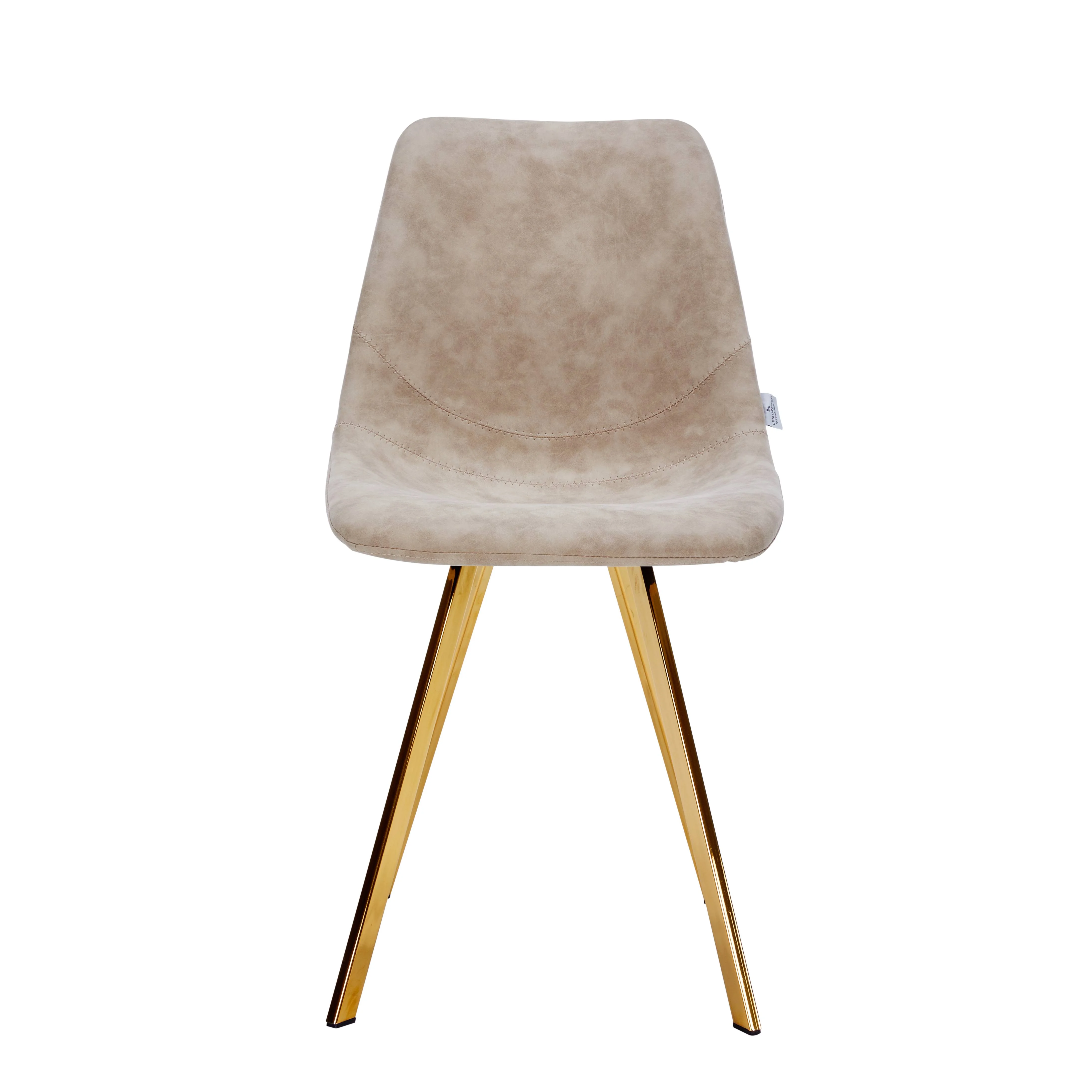 Markley Modern Leather Dining Chair With Gold Legs in Taupe Set of 4